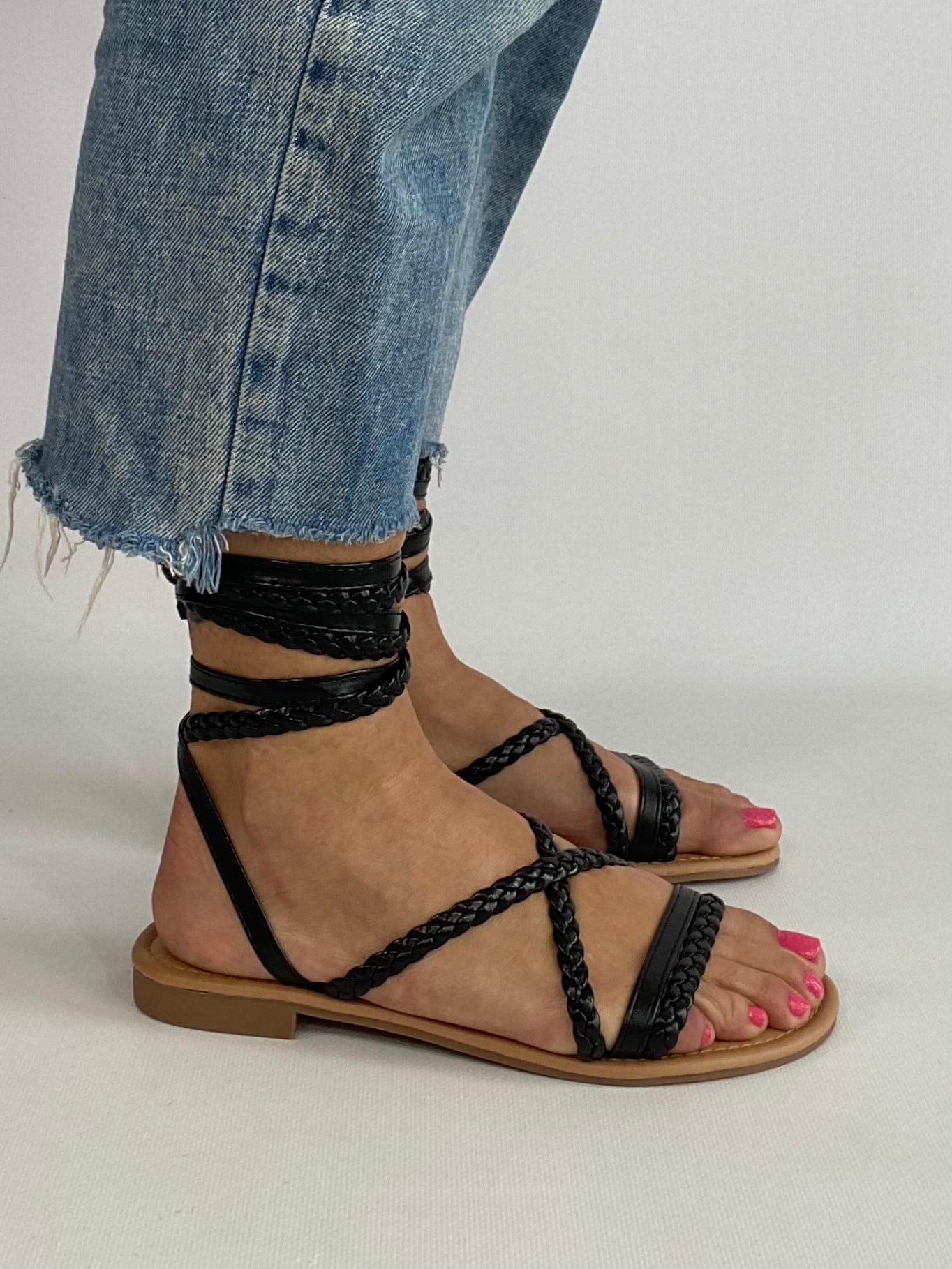 Sandali Flat Alla Schiava  - Nero