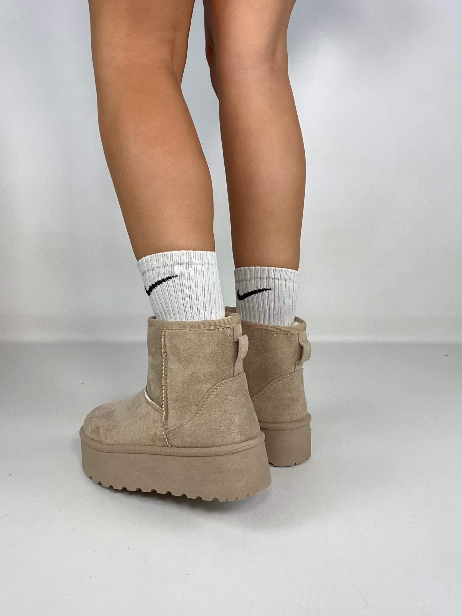 Stivaletti Platform con Pelo - Beige