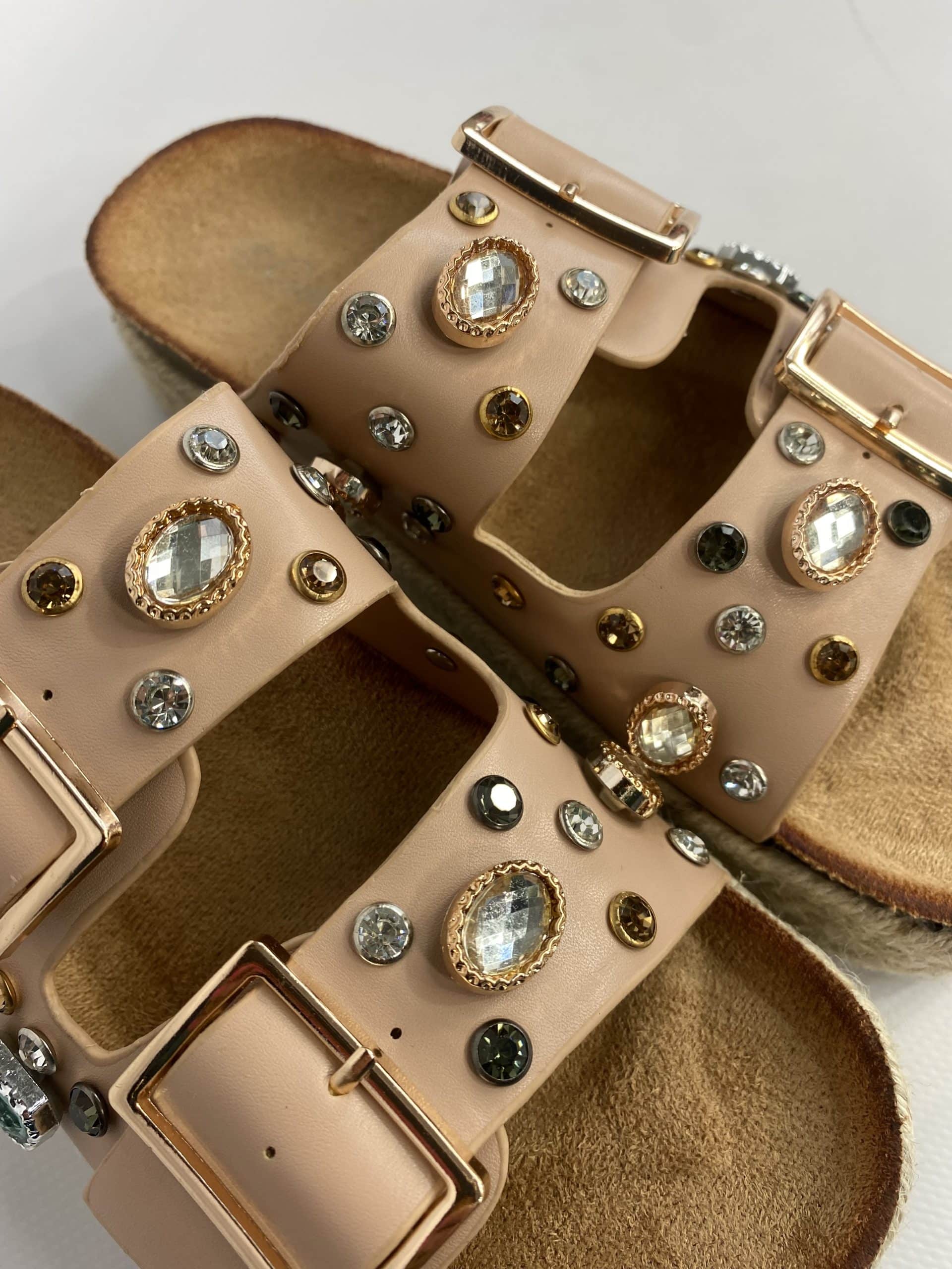 Sandali Platform con Pietre - Nude