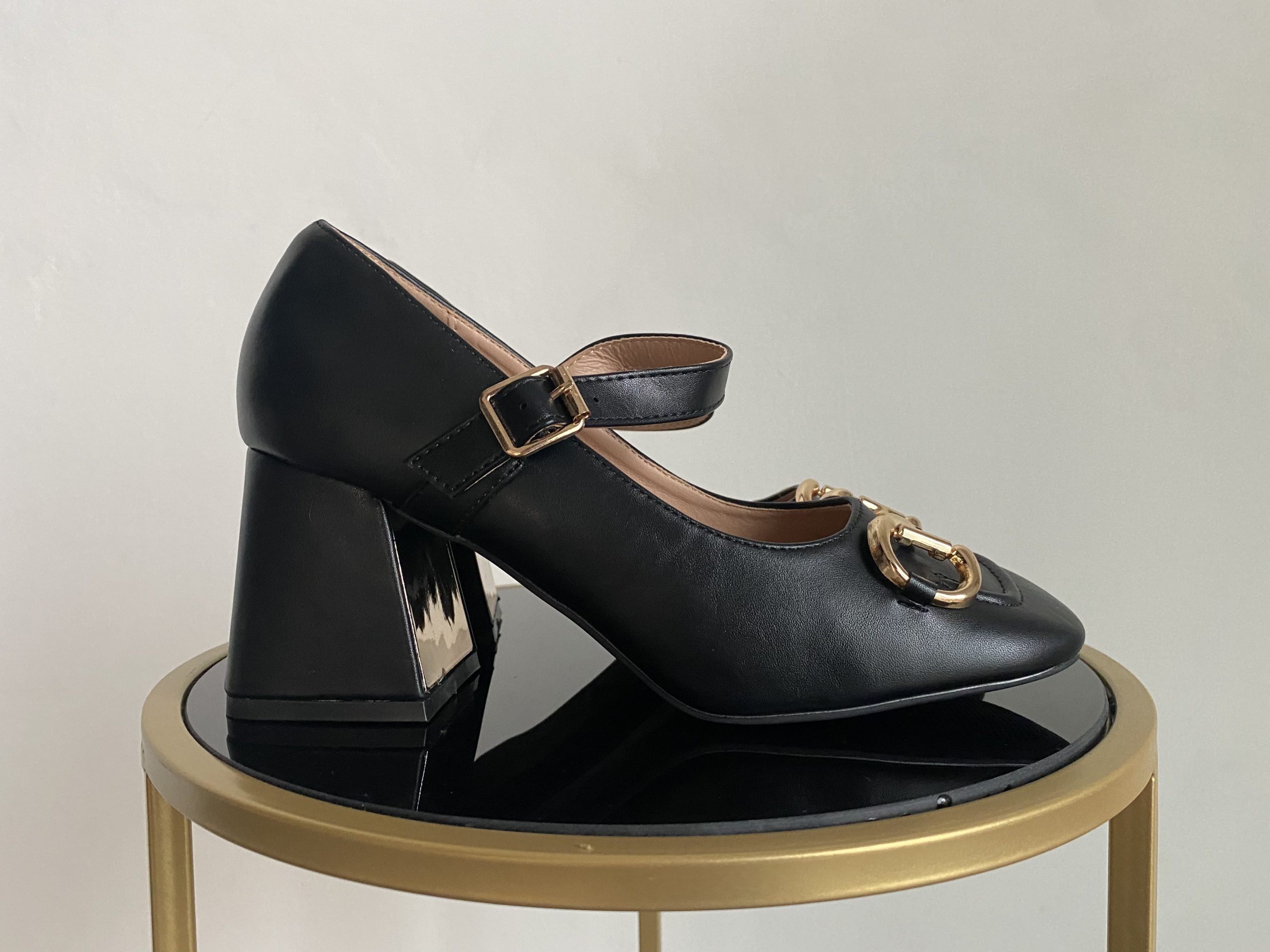 Mary Jane Morsetto Dorato - Nero Opaco