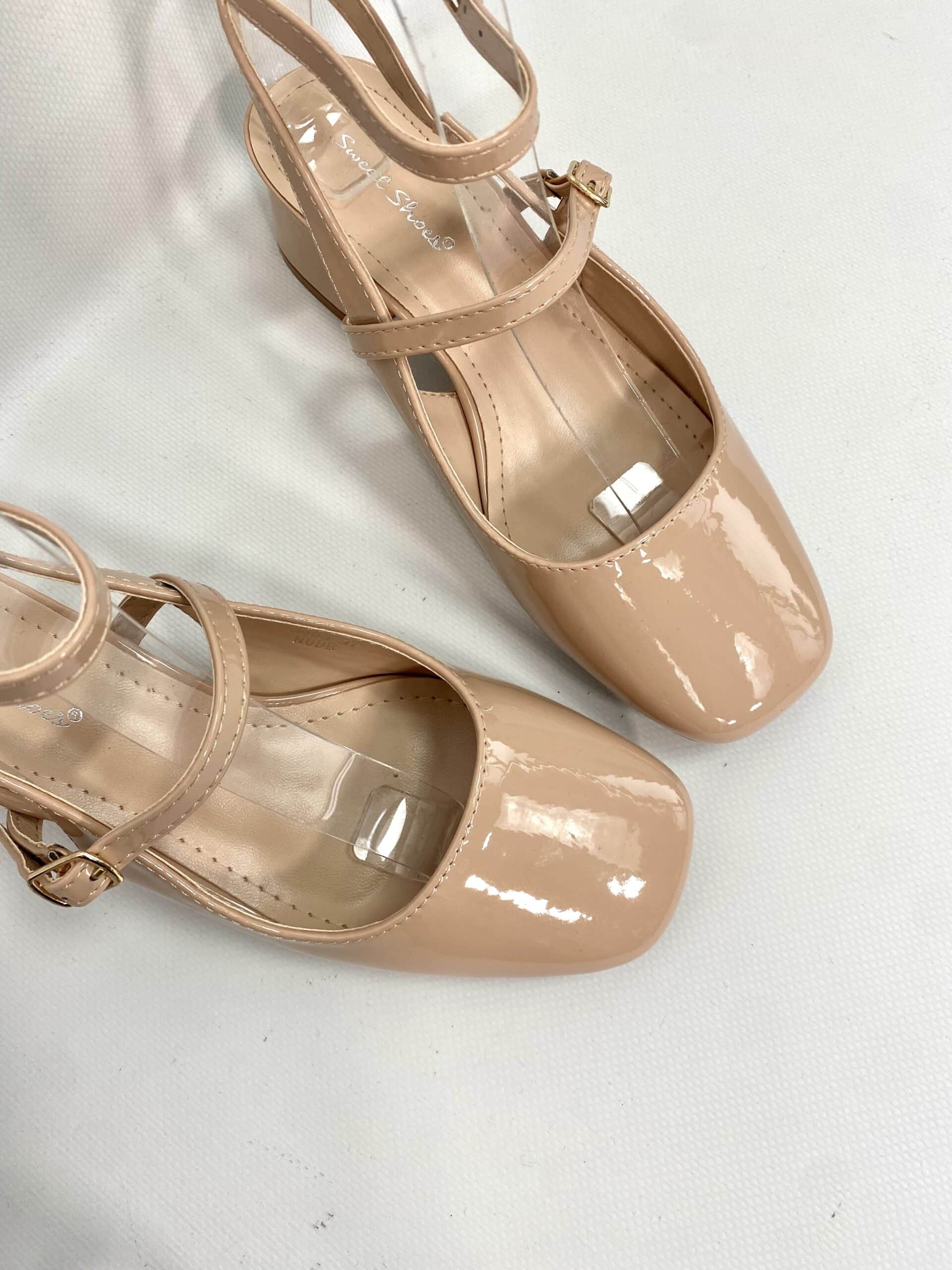 Mary Jane Medium Heels  - Vernice Nude