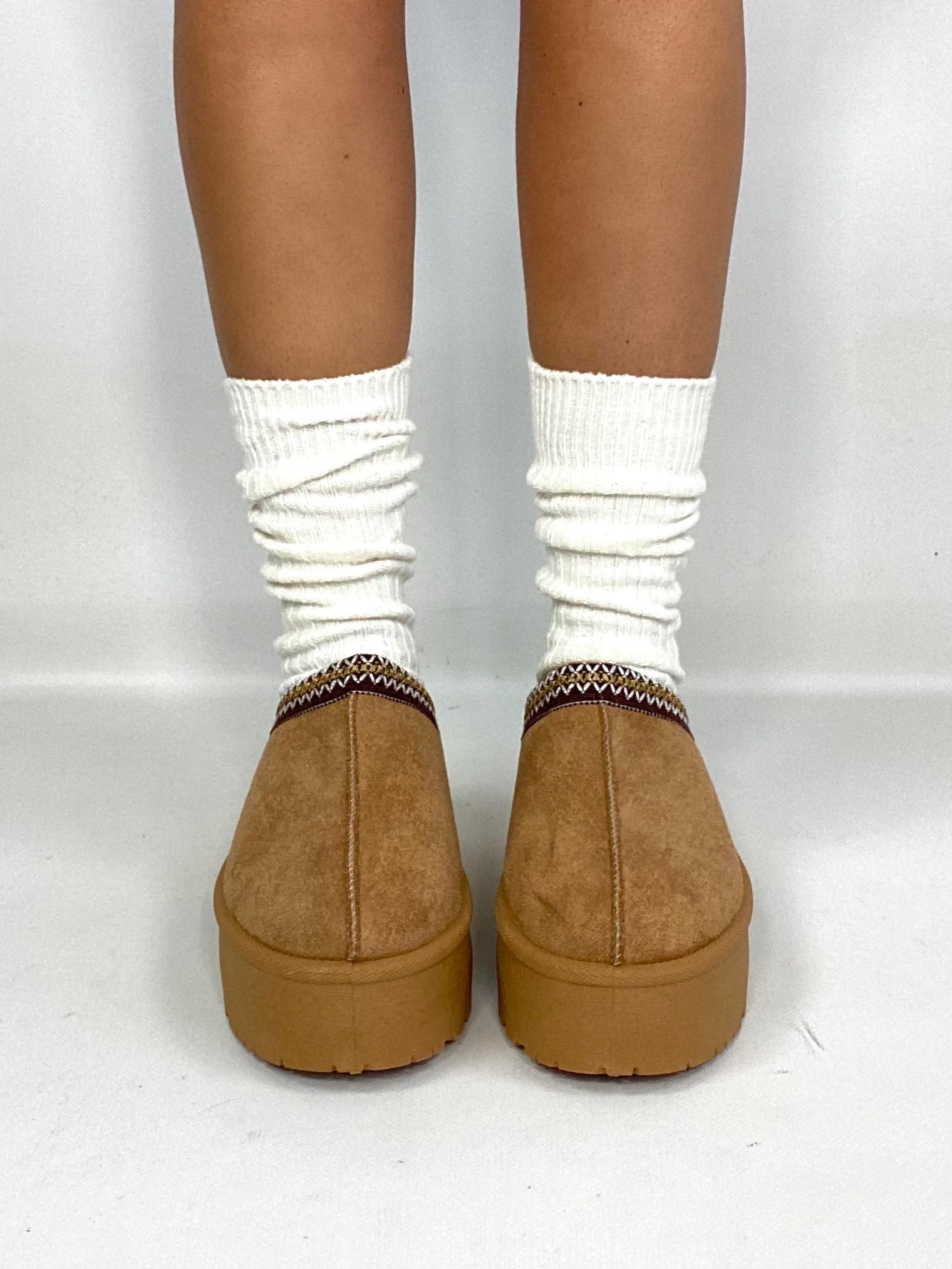 Sabot Platform con Pelo - Cammello.