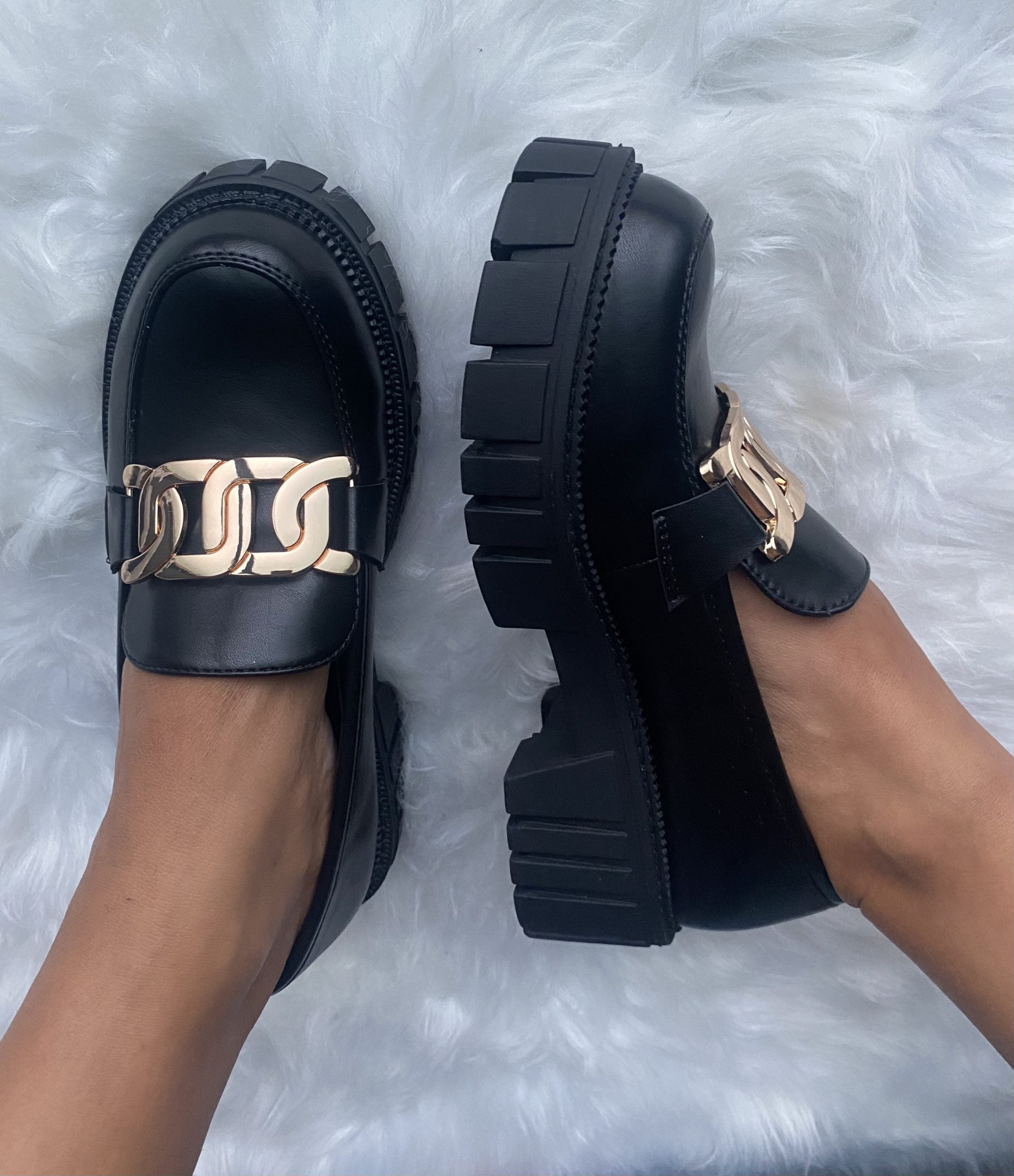 Decollete Platform Morsetto Dorato - Nero