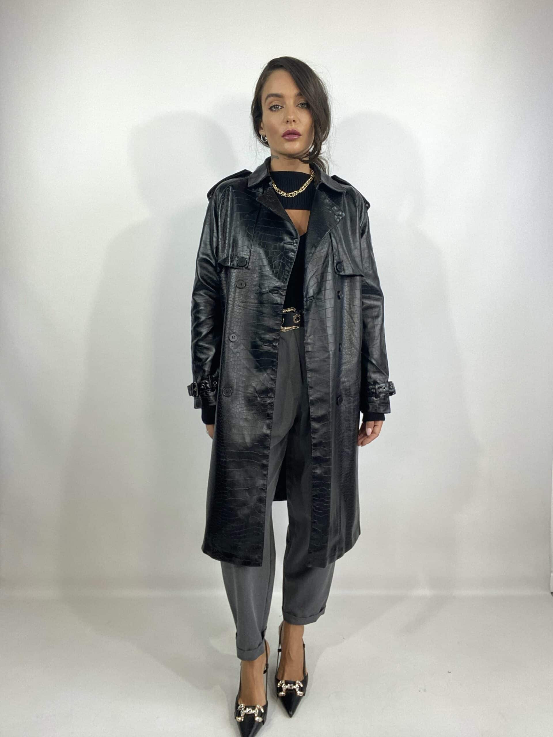 Trench Ecopelle Cocco - Nero