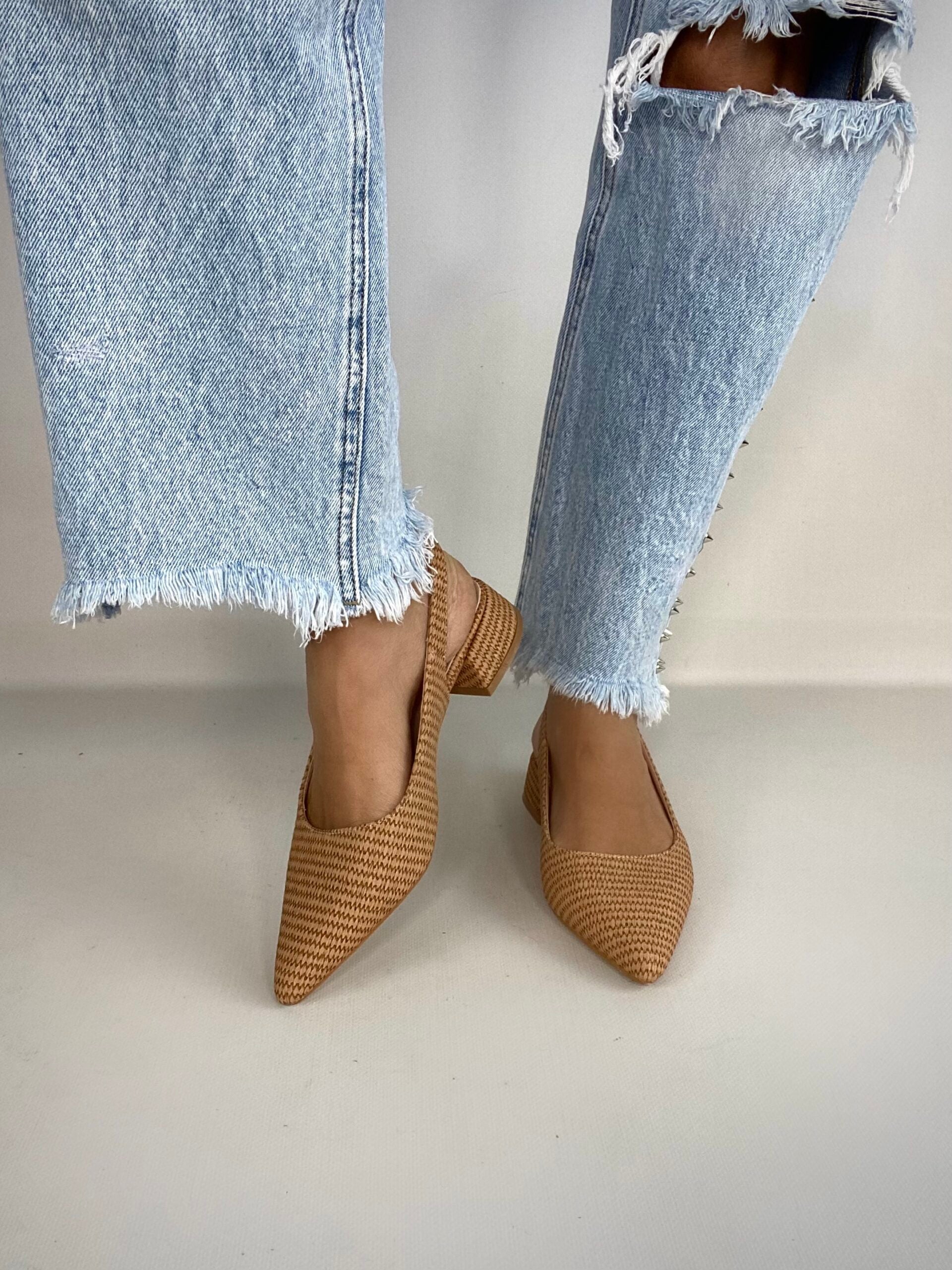Slingback Baby Rafia - Cammello
