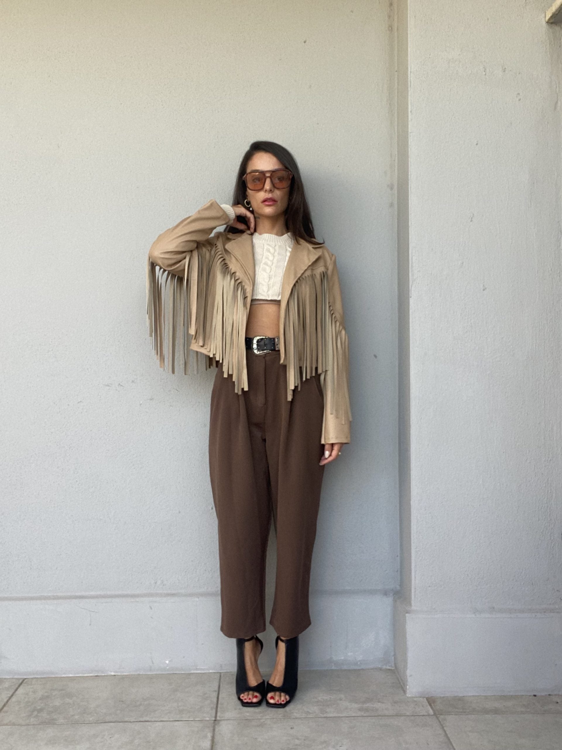 Chiodo Leather Frange - Cammello