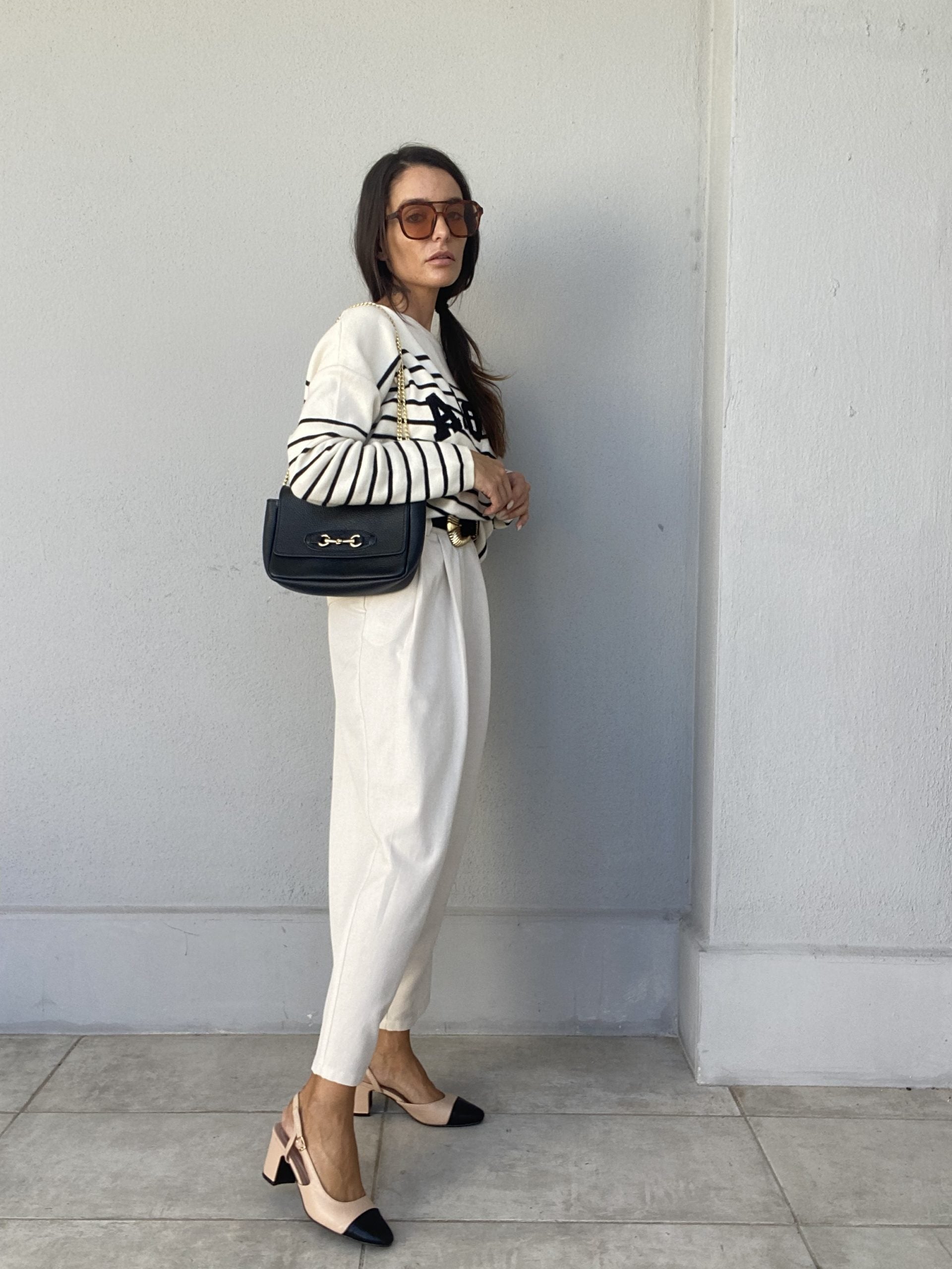 Slingback Bon Ton - Bicolor Nude / Nero.