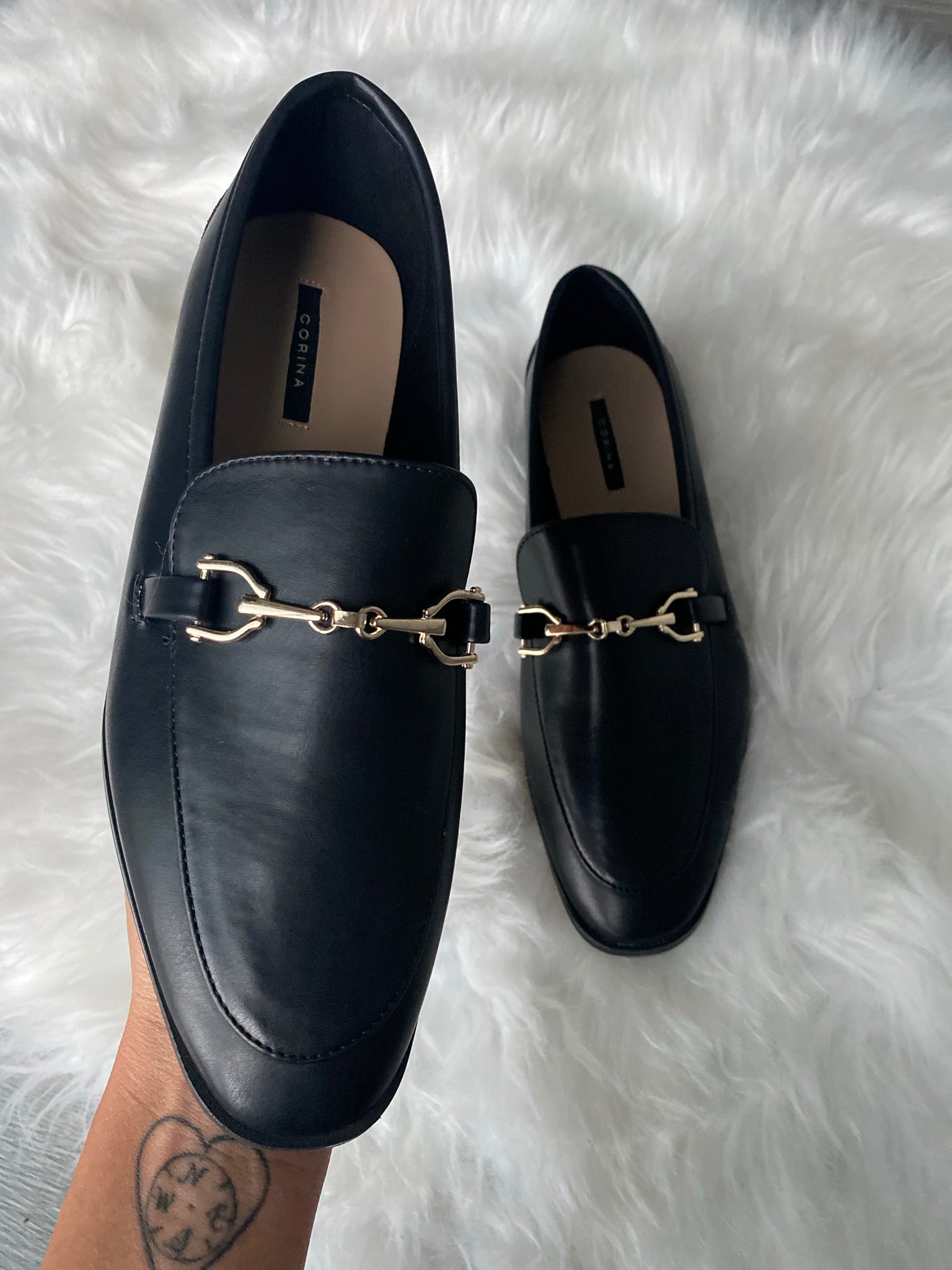 Mocassino Flat Morsetto Dorato - Nero