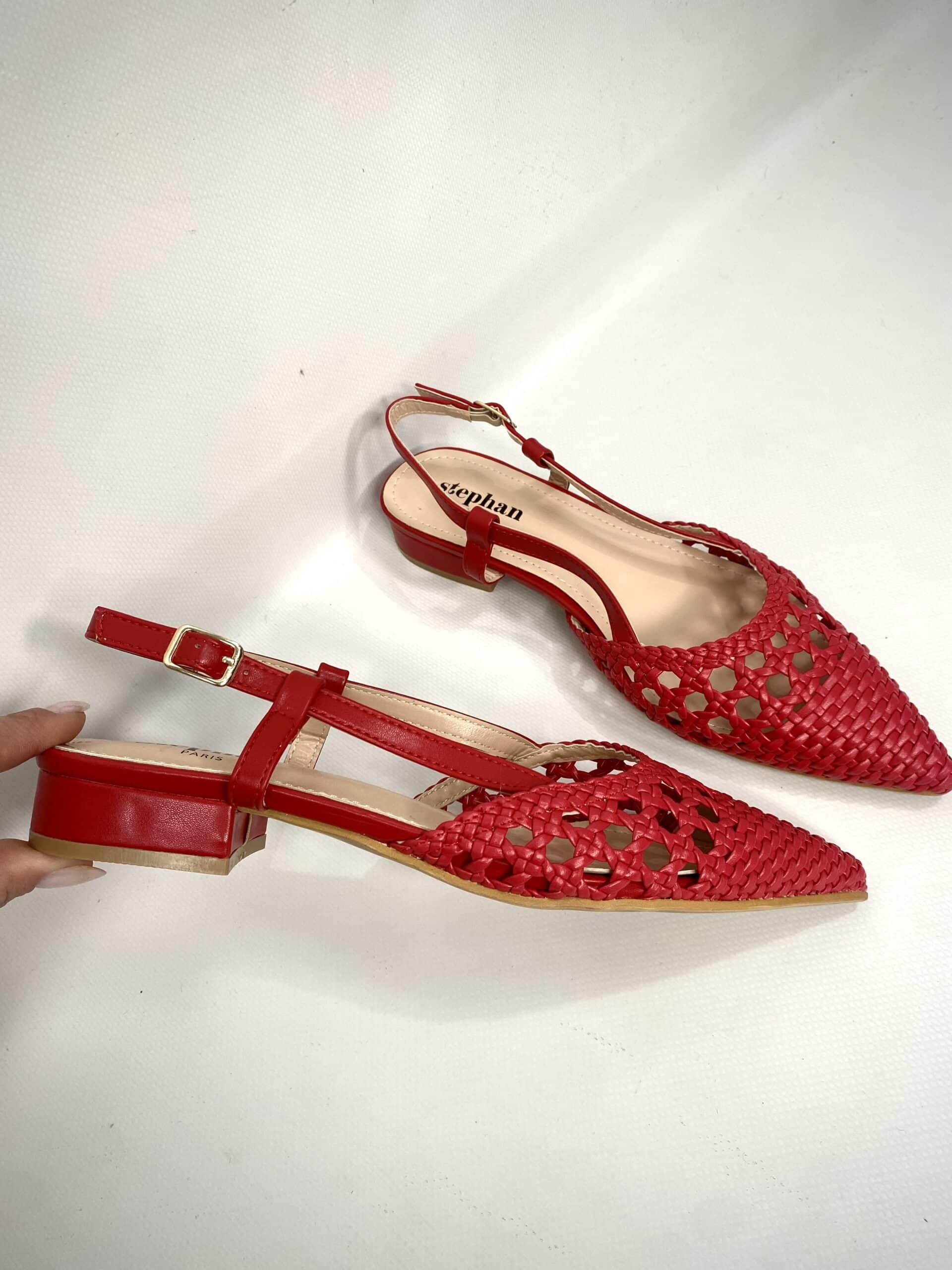 New Slingback Flat Rafia - Rosso