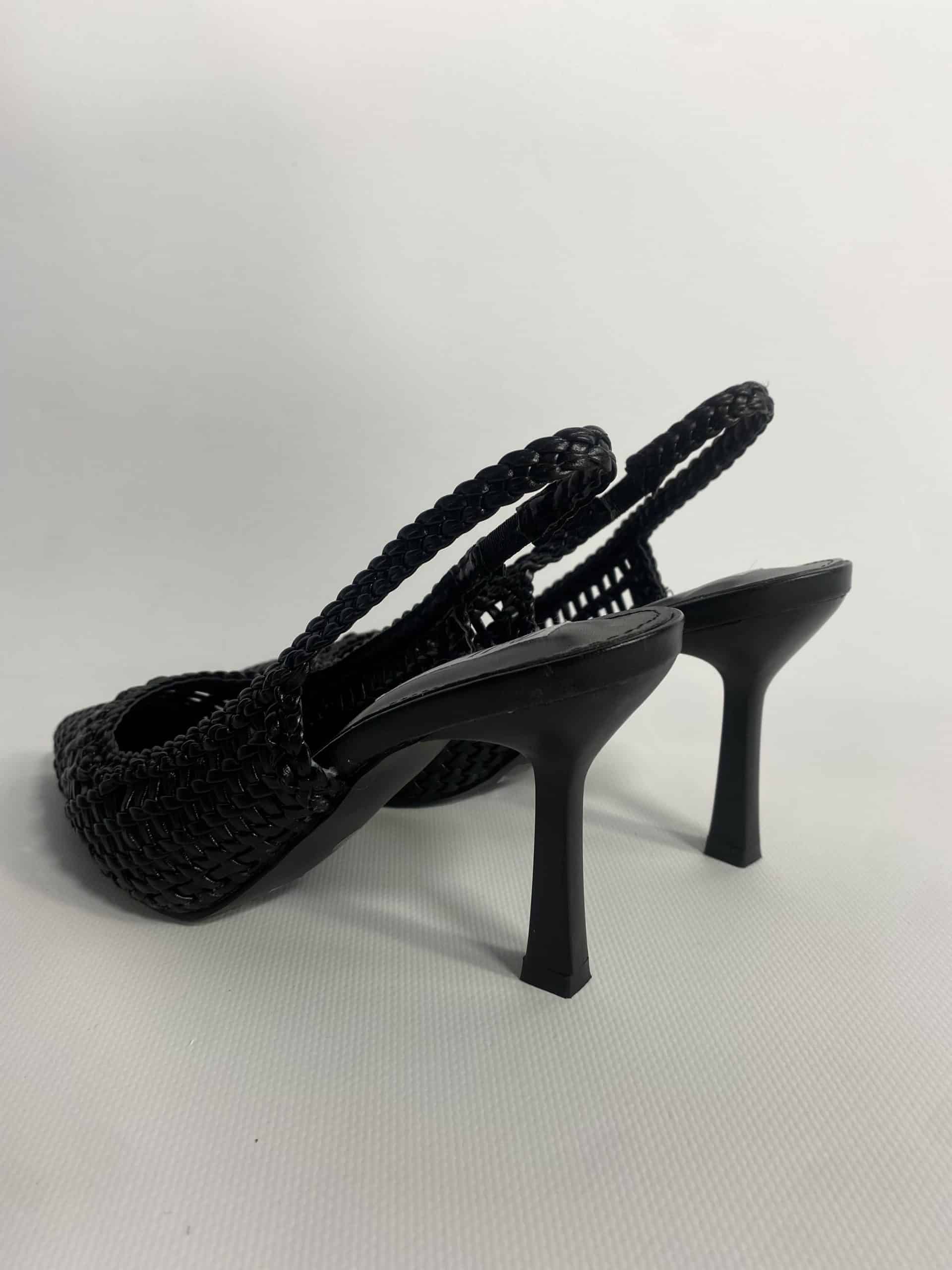 Slingback New Rafia Medium Heels - Nero