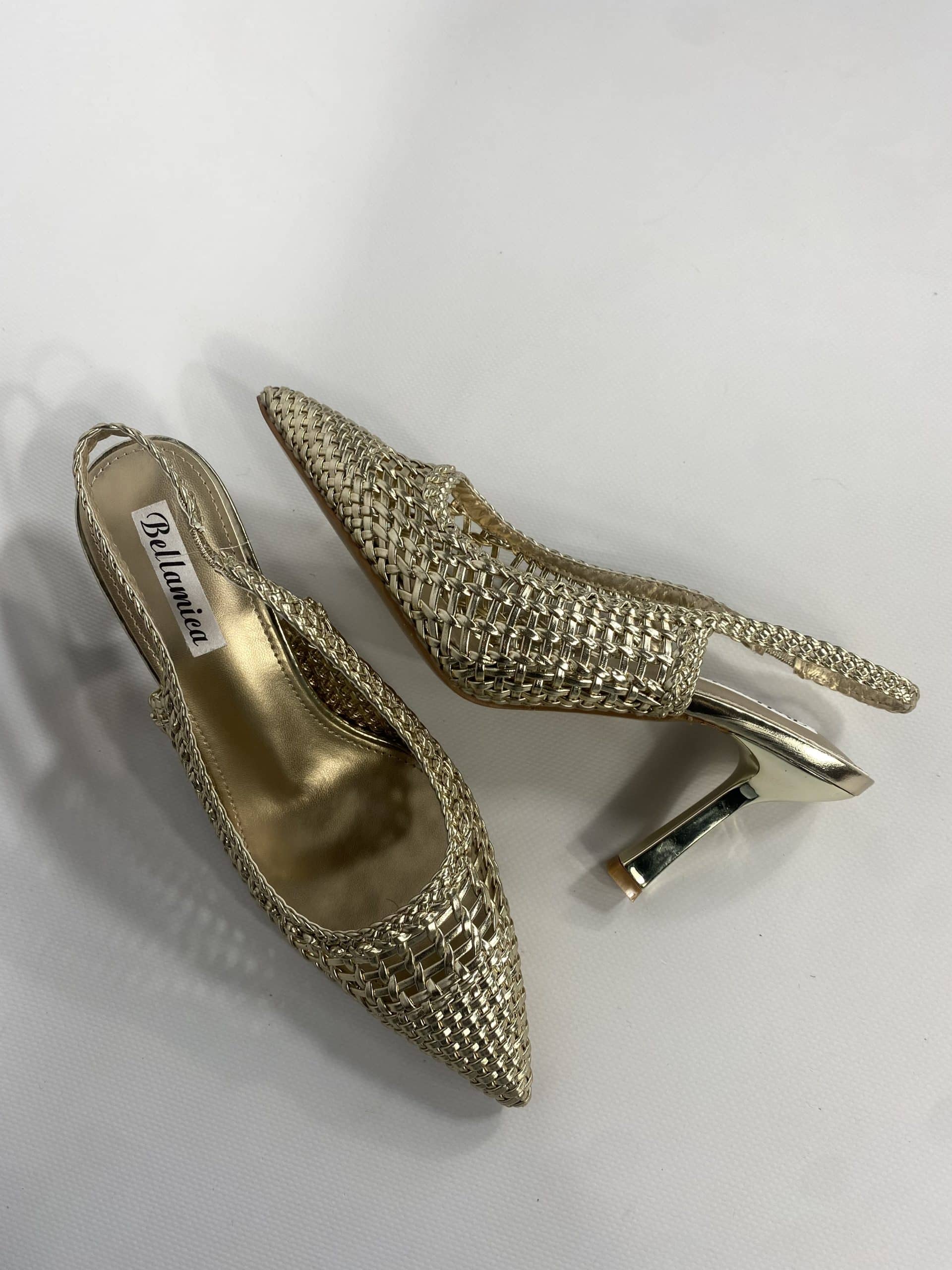 Slingback New Rafia Medium Heels - Nero