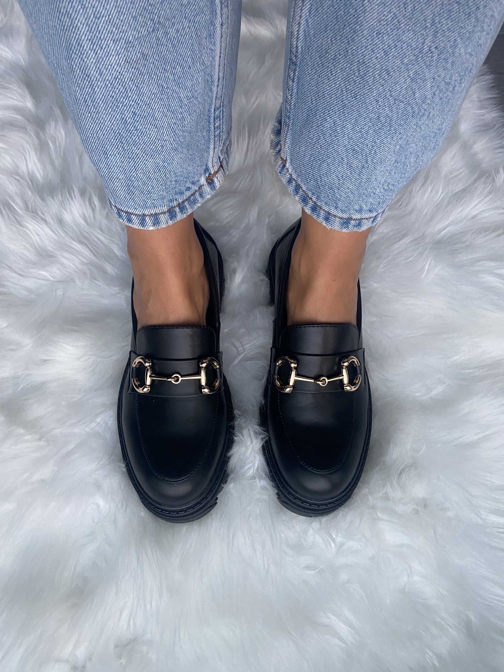 Decollete Platform Morsetto Dorato - Nero