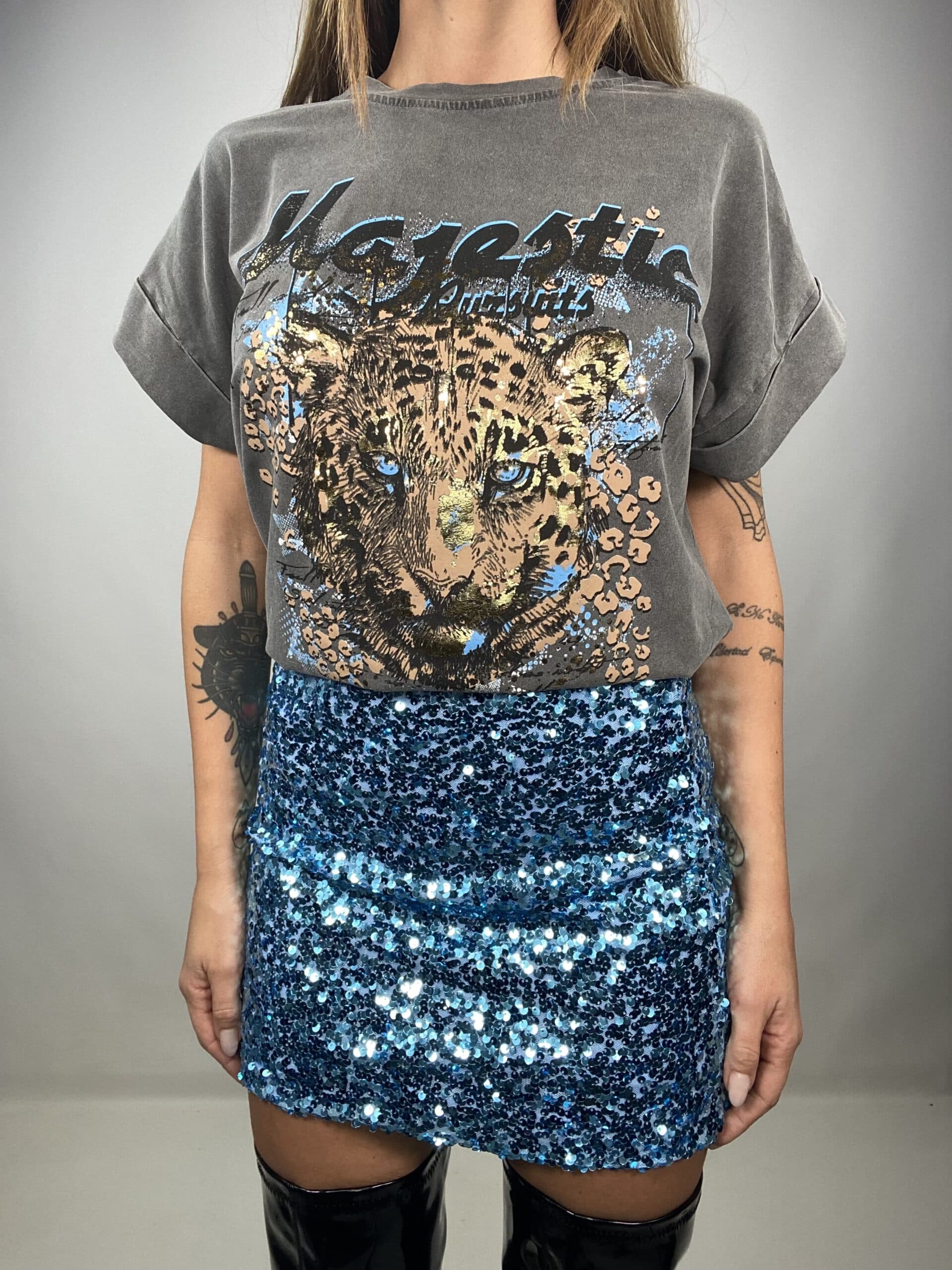 Mini Gonna Paillettes - Azzurro