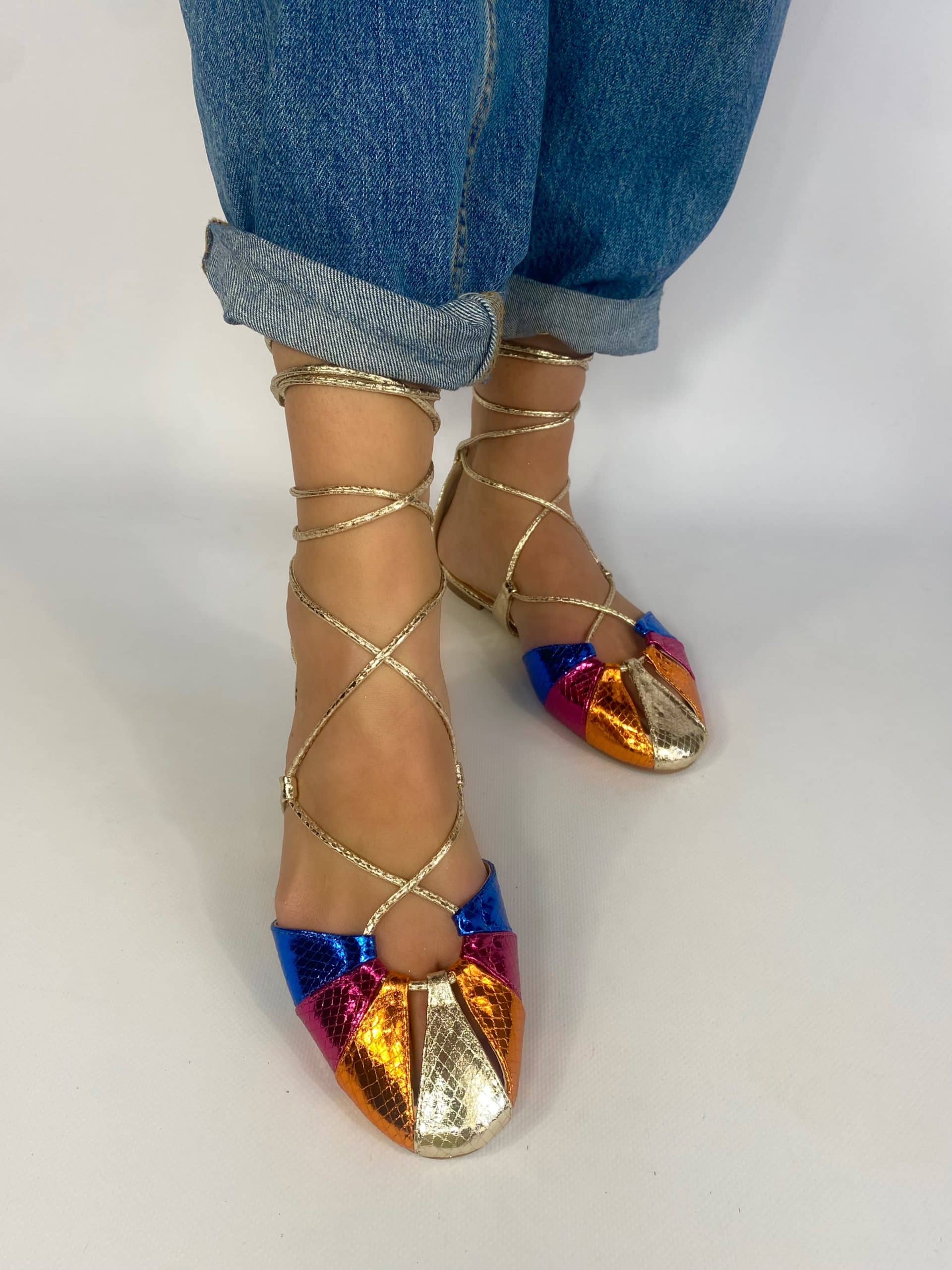 Sandali Flat Miley Alla Schiava  - Multicolor / Oro