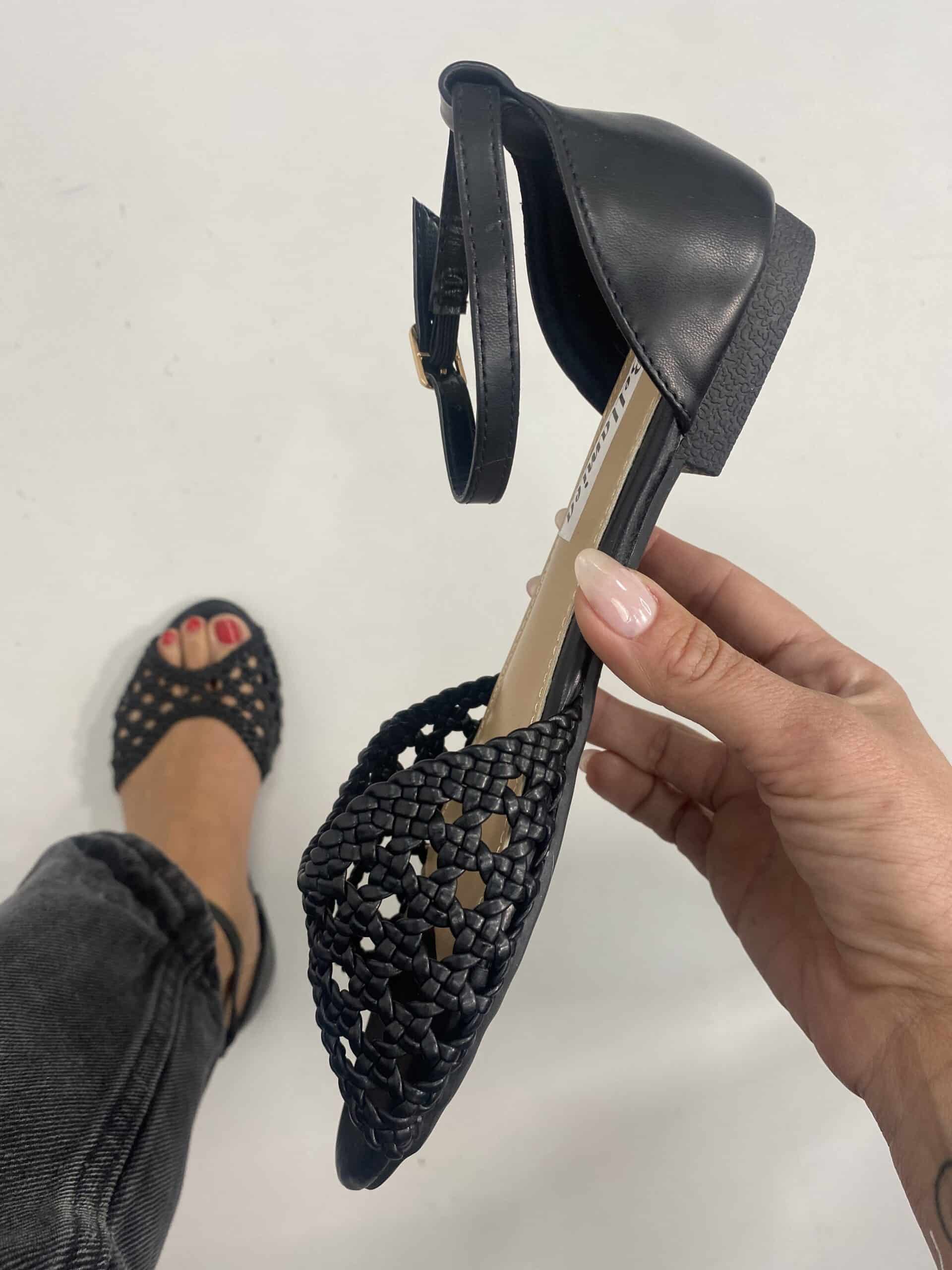 New Sandali Flat Rafia - Nero