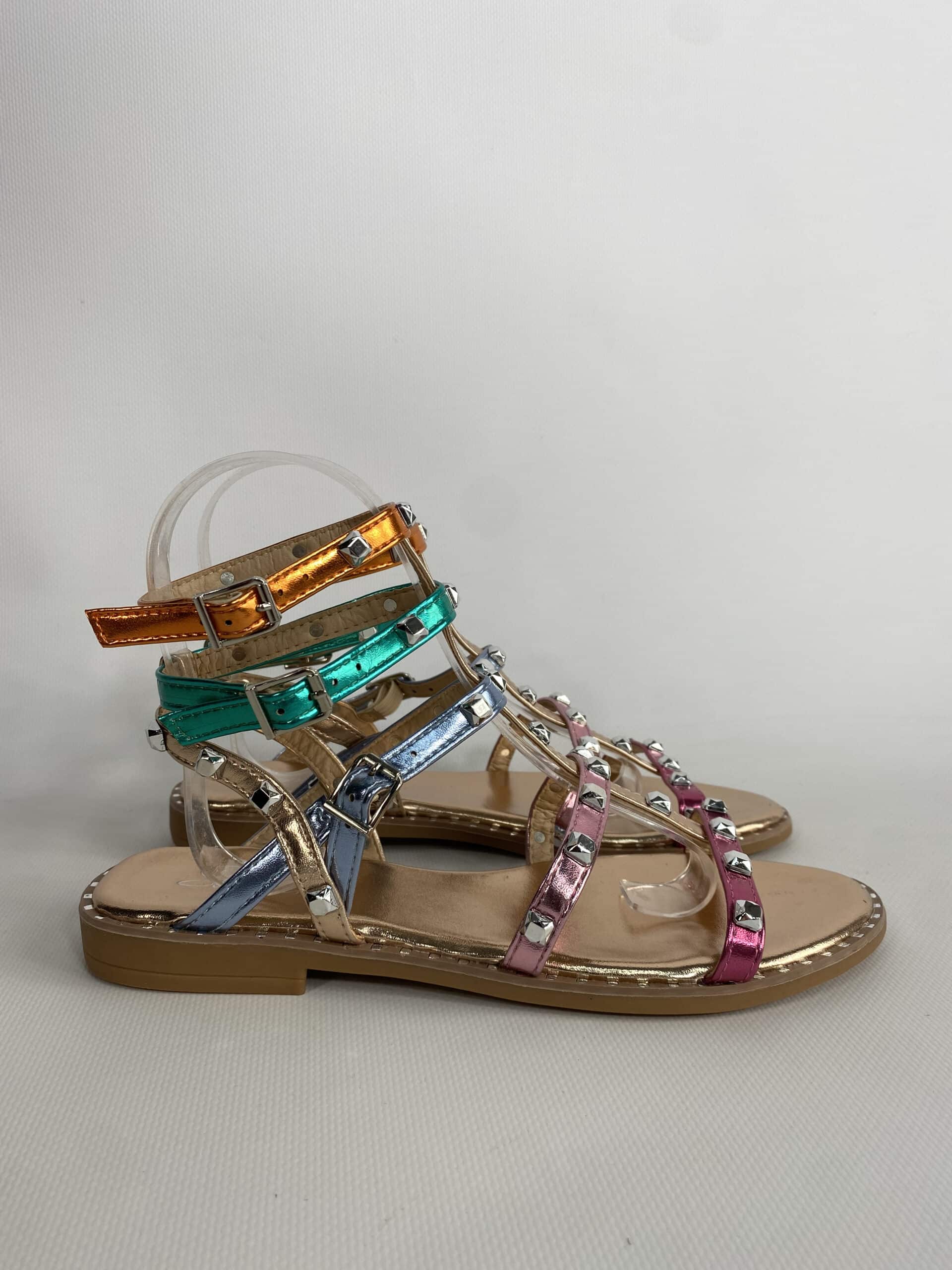 Sandali Studs Flat con Borchie - Multicolor