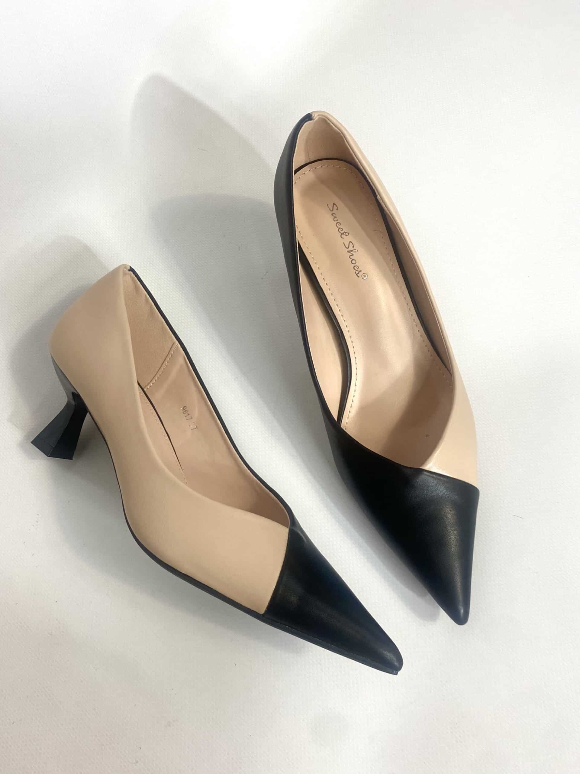 Decollete Meryl Low Heels - Bicolor Nude / Nero