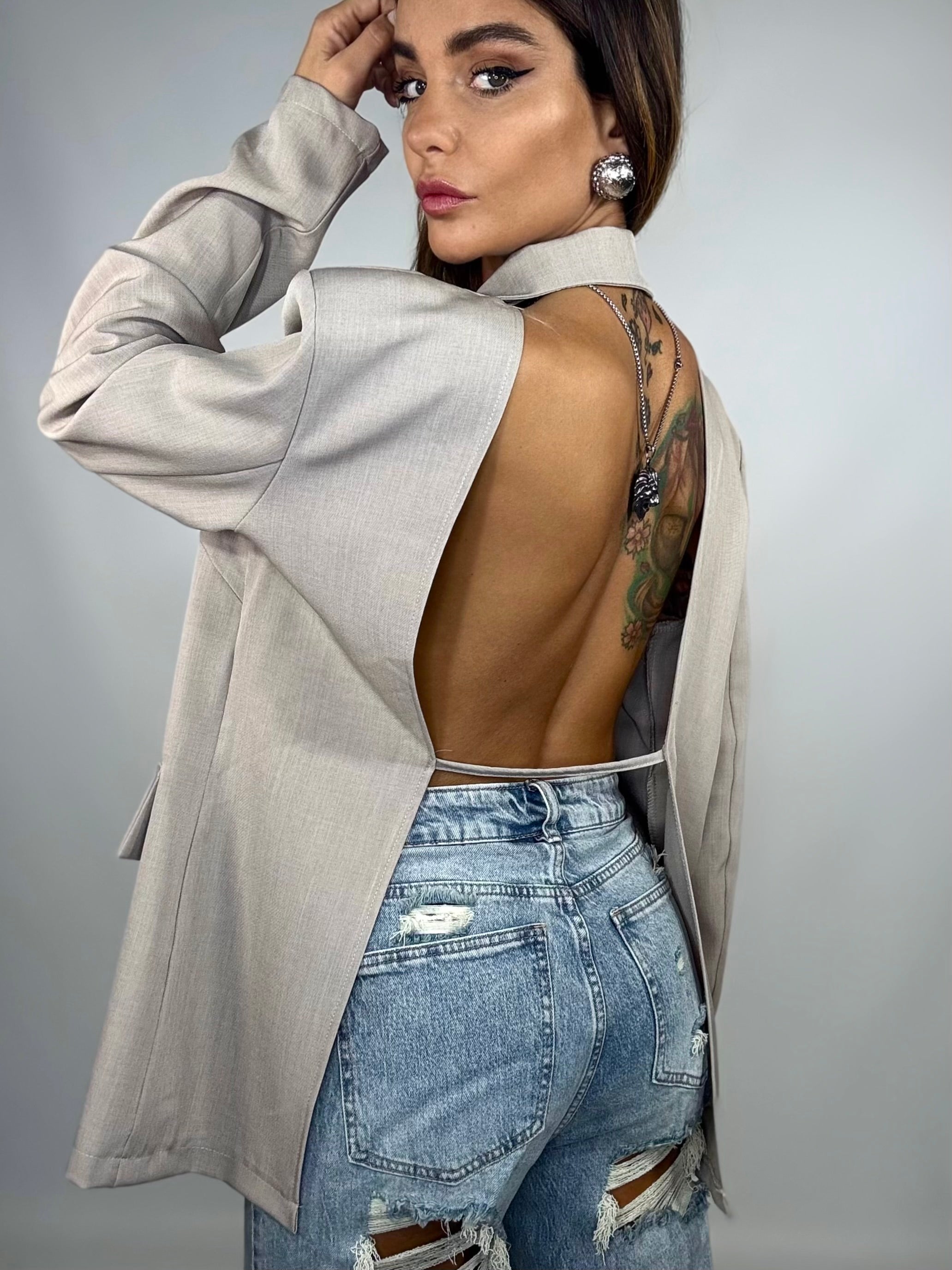 Blazer Schiena Nuda - Tortora