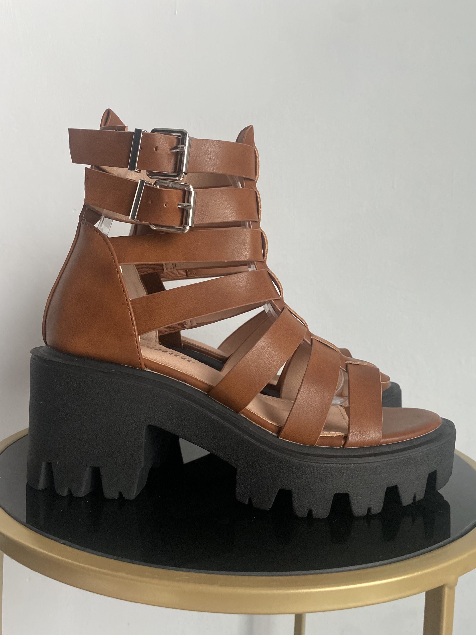 Sandali Gladiatore Platform High - Cuoio