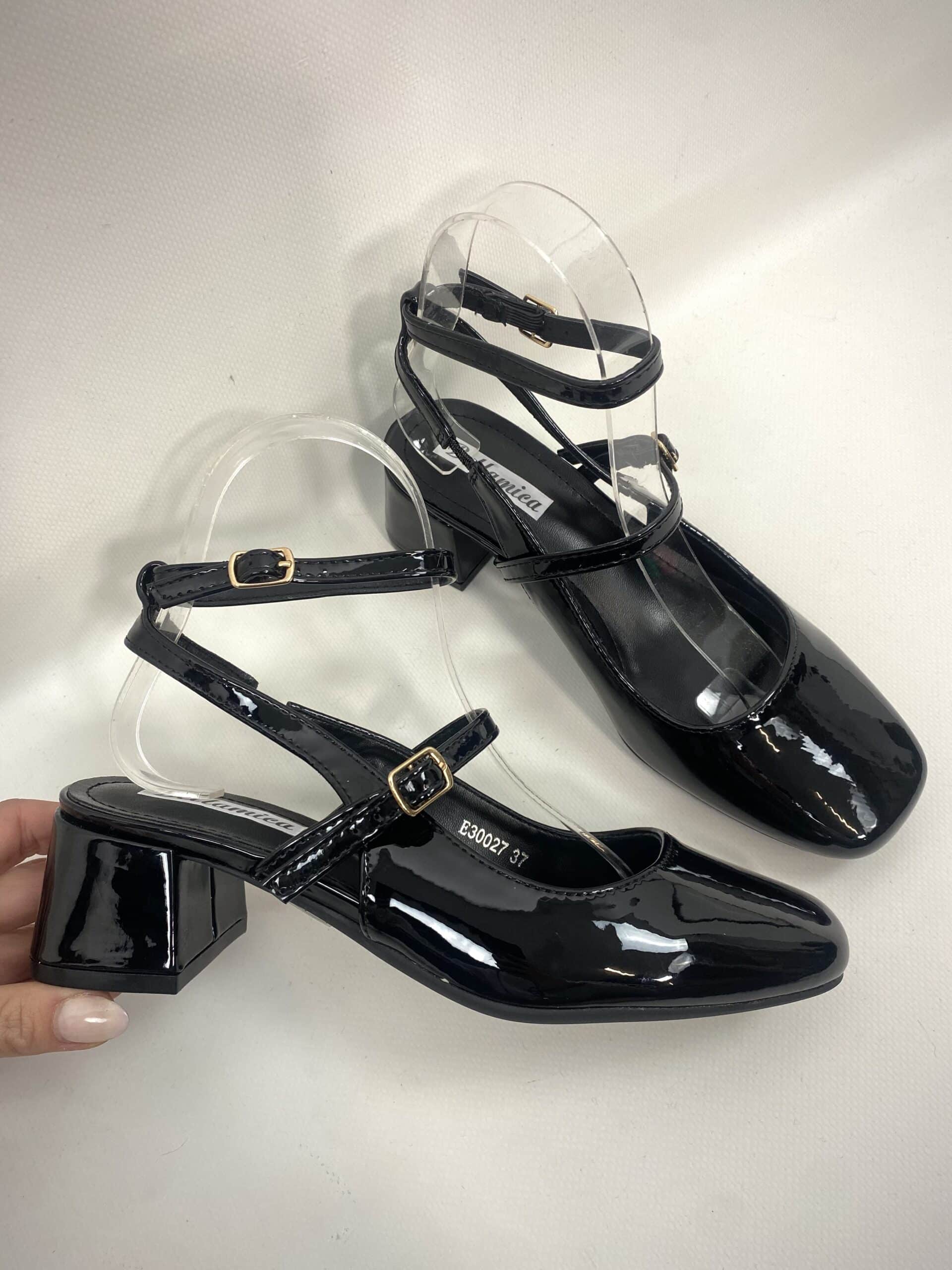 Mary Jane Medium Heels  - Vernice Nero