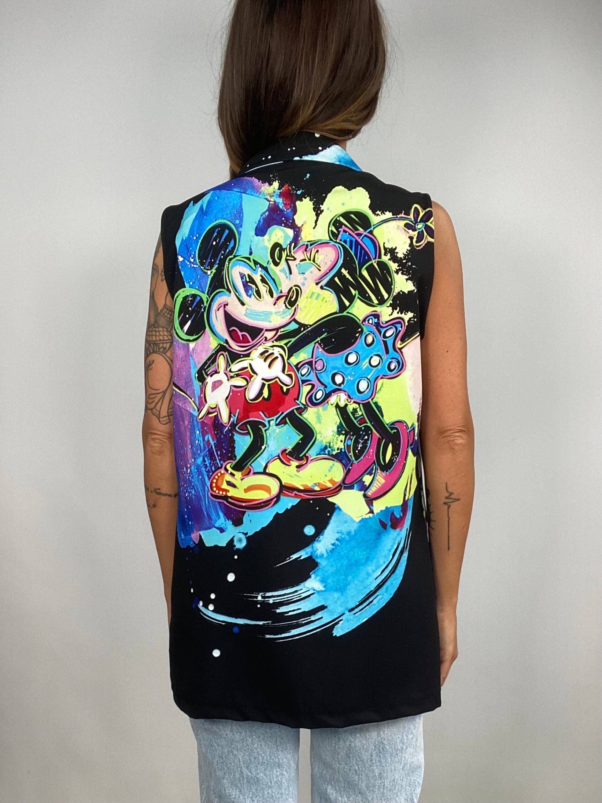 Gilet Oversize Stampa Minnie e Topolino - Fluo