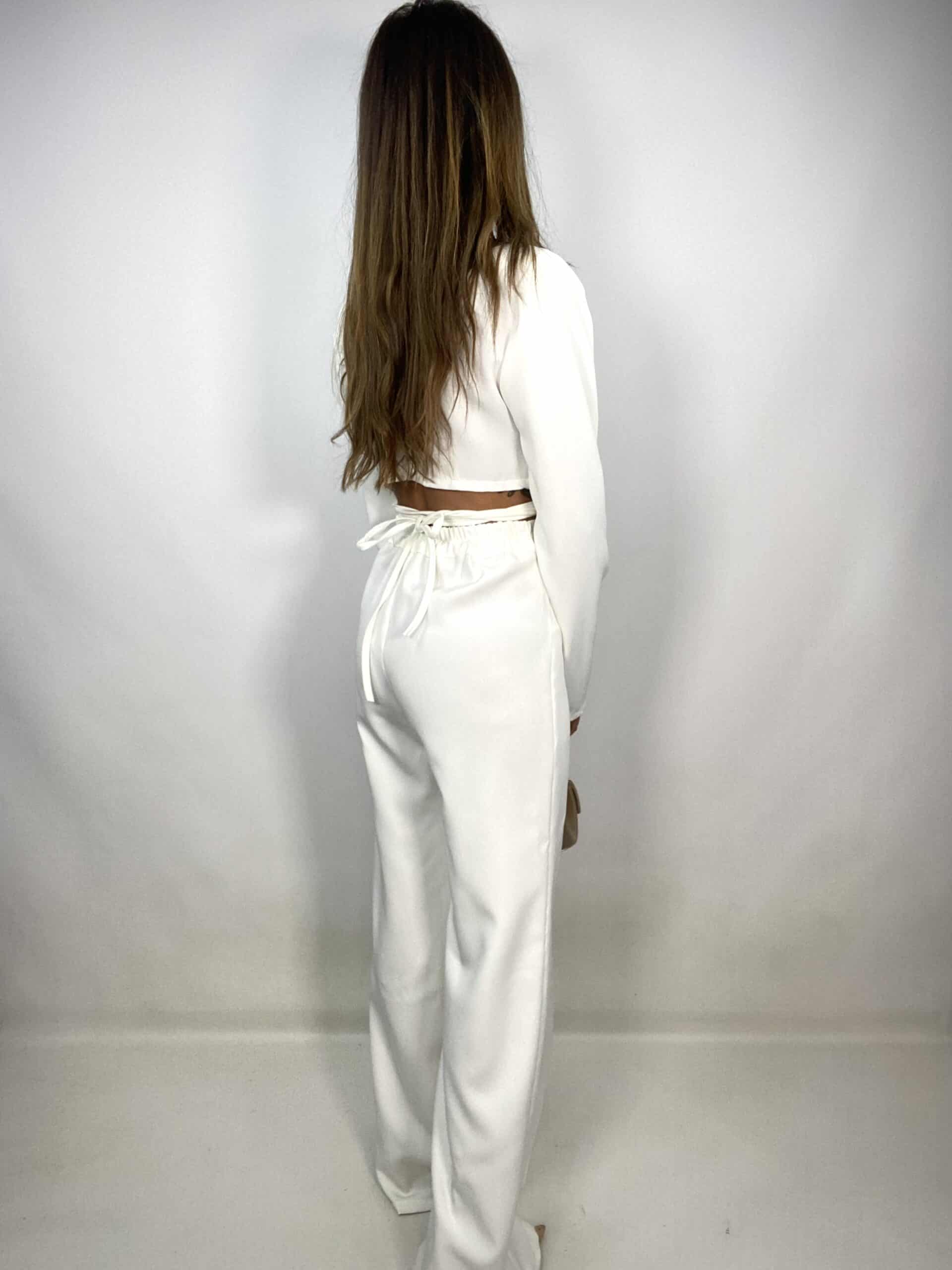 Pantaloni Palazzo con Cut Out - Bianco