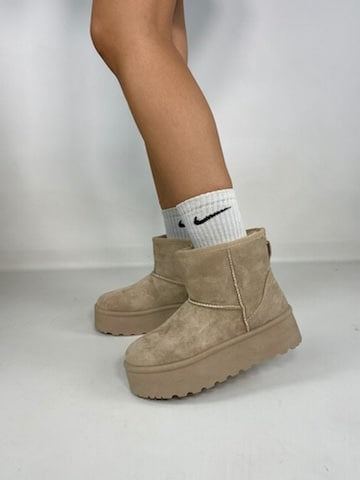 Stivaletti Platform con Pelo - Beige