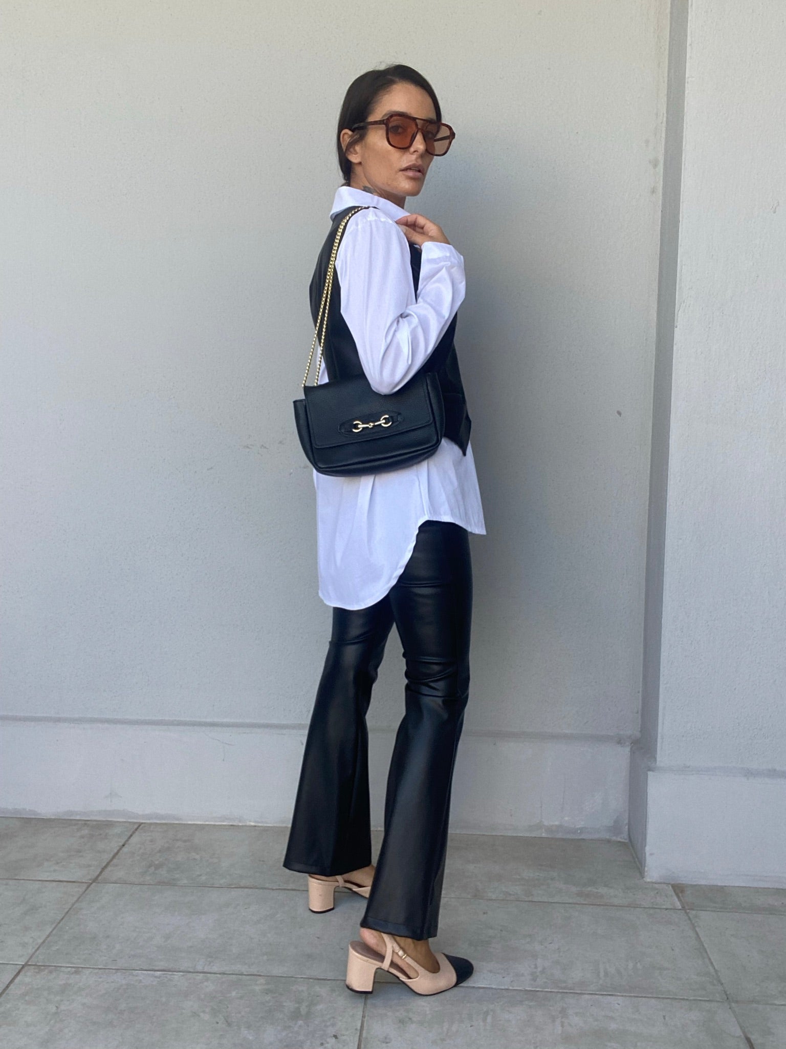 Gilet Completo Ecopelle- Nero