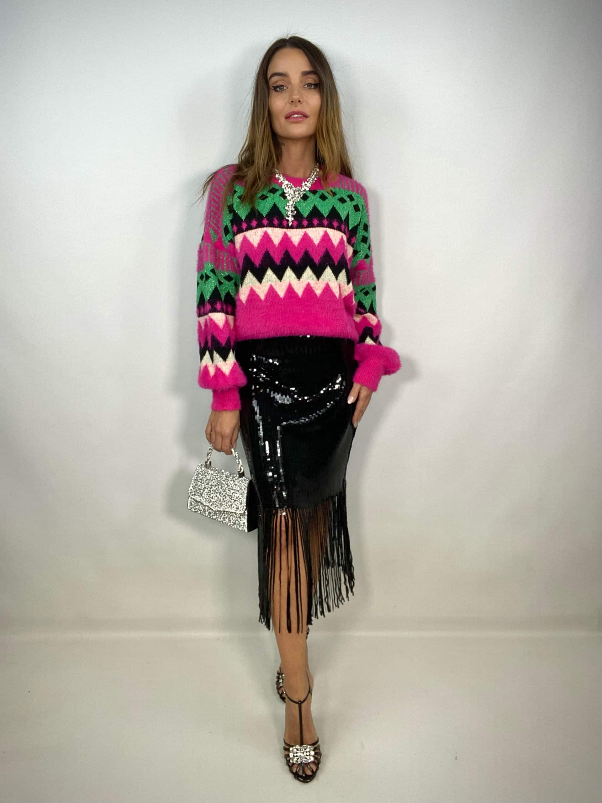 Pullover Natalizio in Pelliccetta - Fucsia