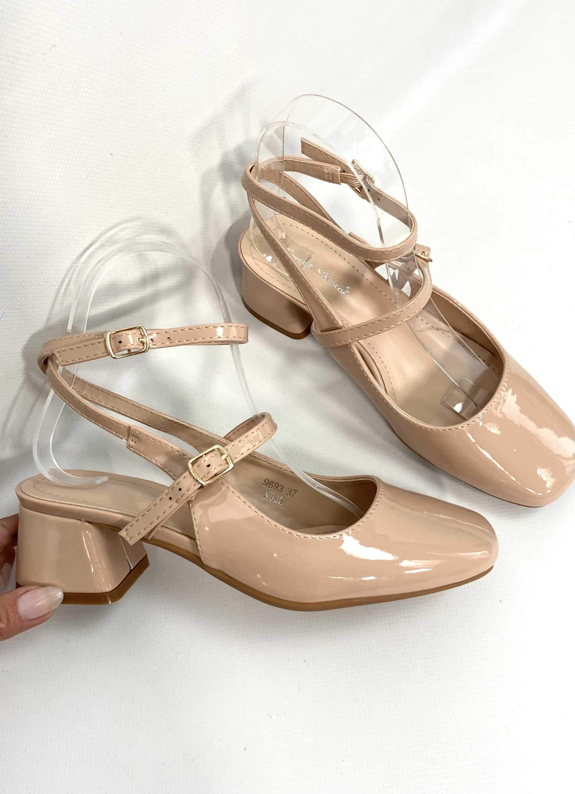 Mary Jane Medium Heels  - Vernice Nude