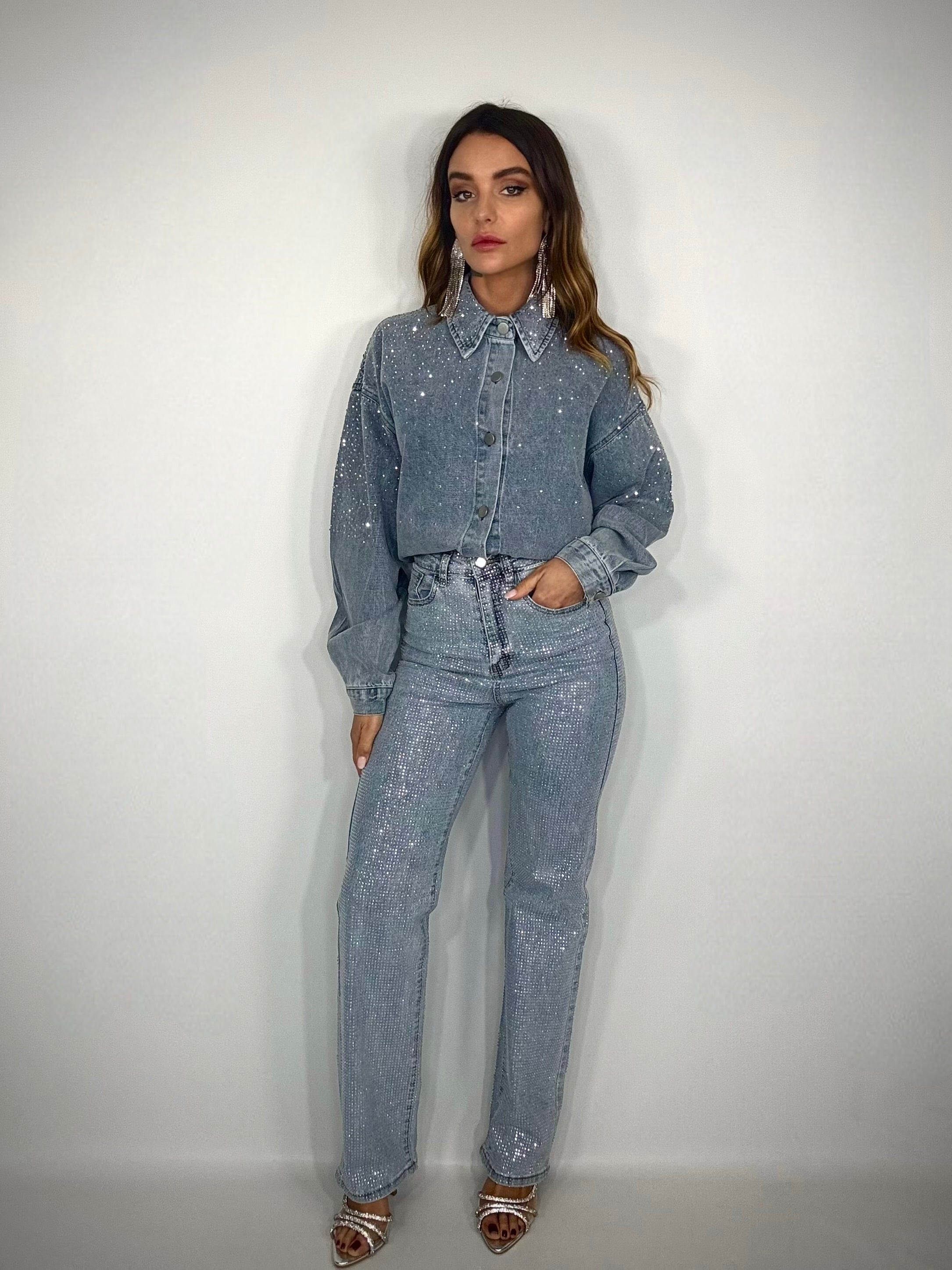 Camicia Jeans Strass - Denim chiaro