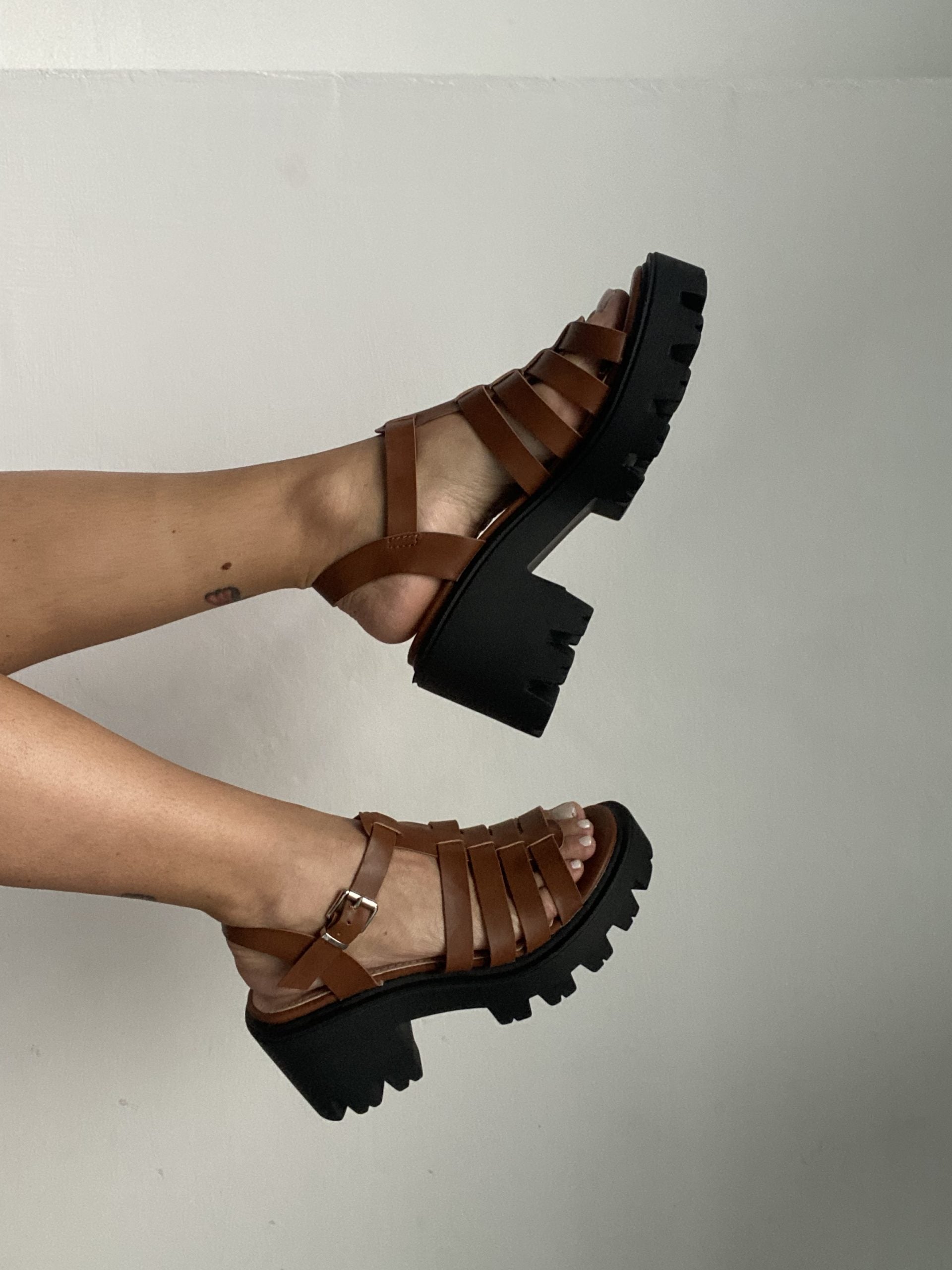 Sandali Gladiatore Platform Low - Cuoio
