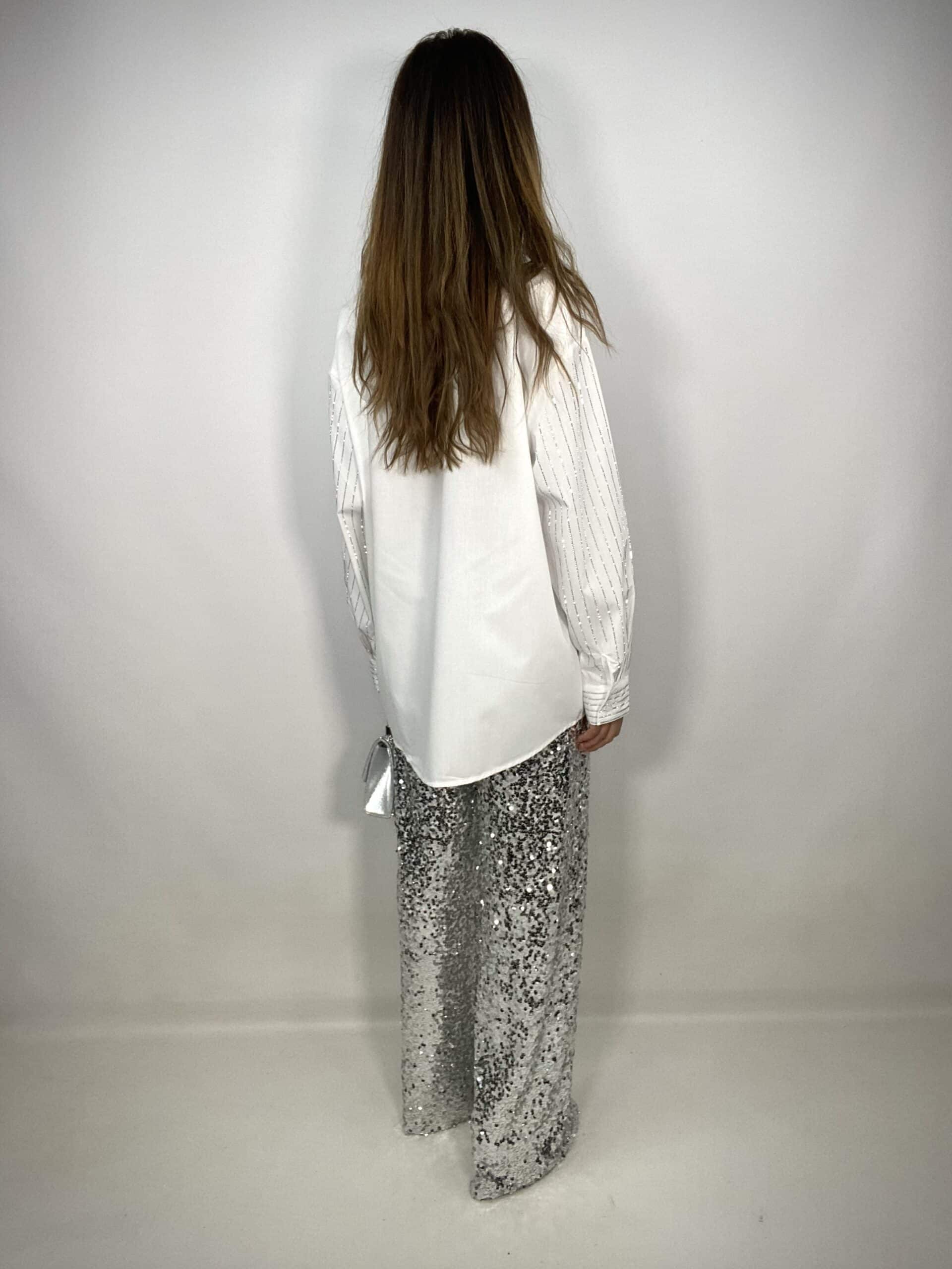 Camicia Over con Strass - Bianco