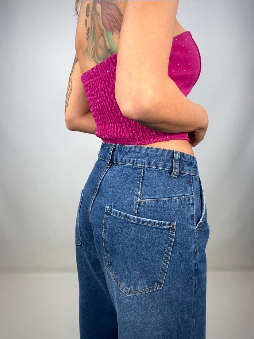 Jeans con Pinces - Denim Scuro