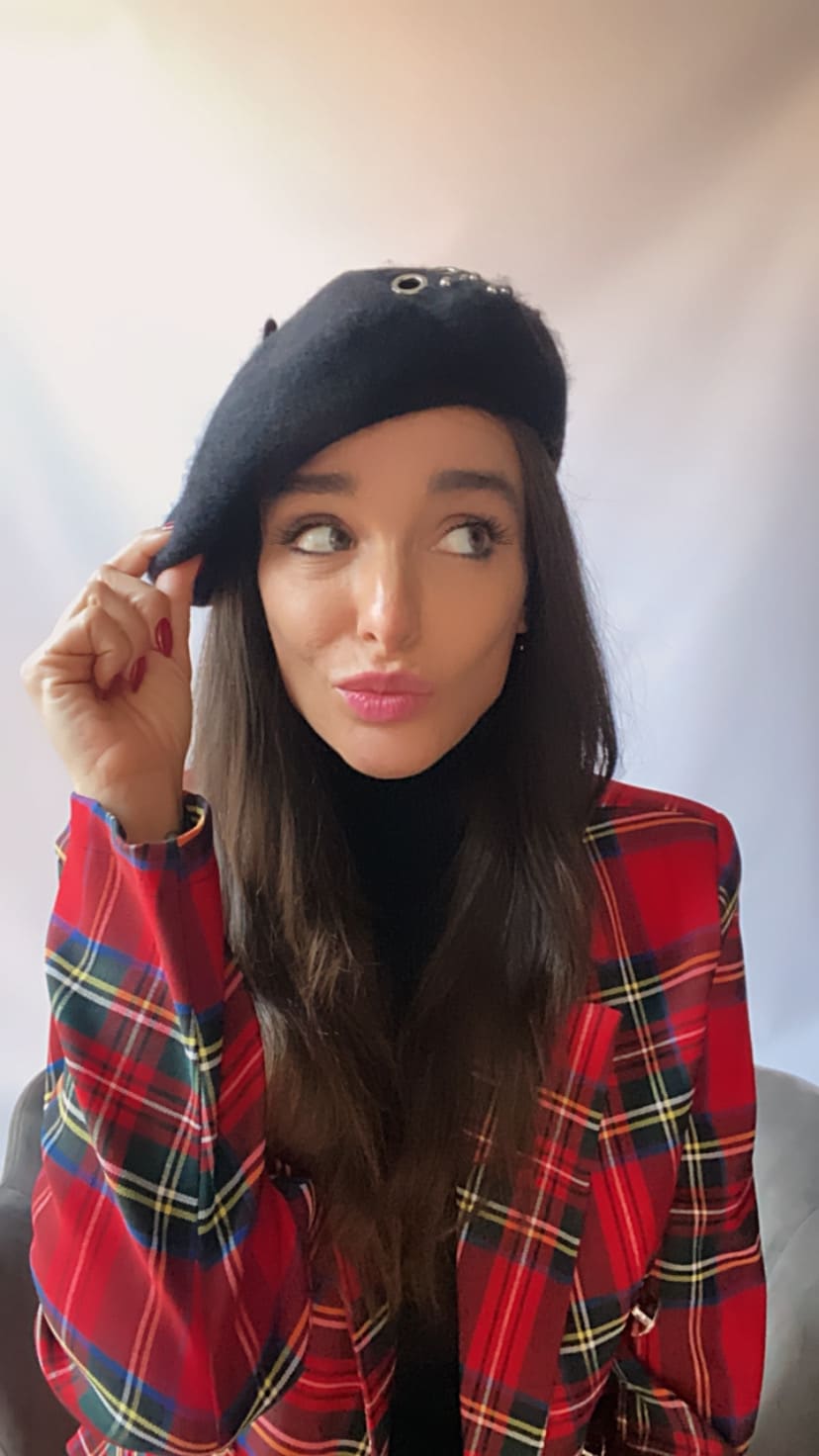 Blazer Tartan Bottoni Gioiello - Rosso