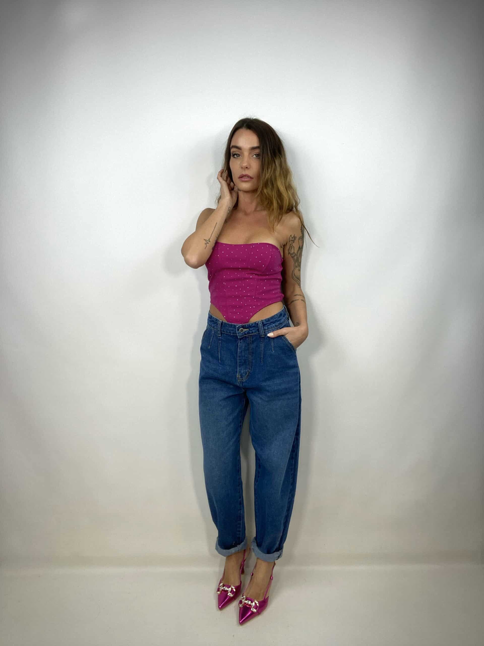 Jeans con Pinces - Denim Scuro