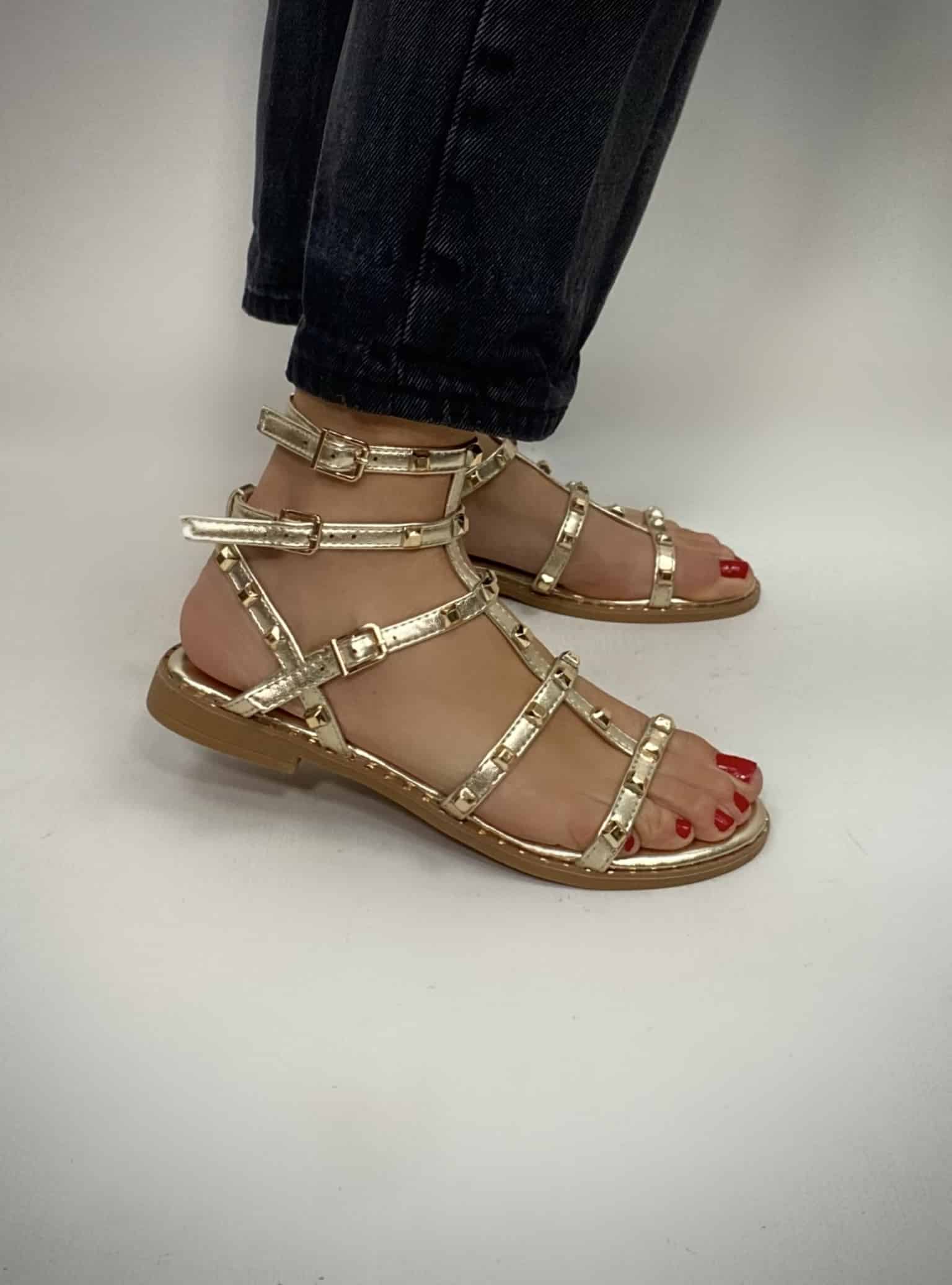 Sandali Studs Flat con Borchie - Oro