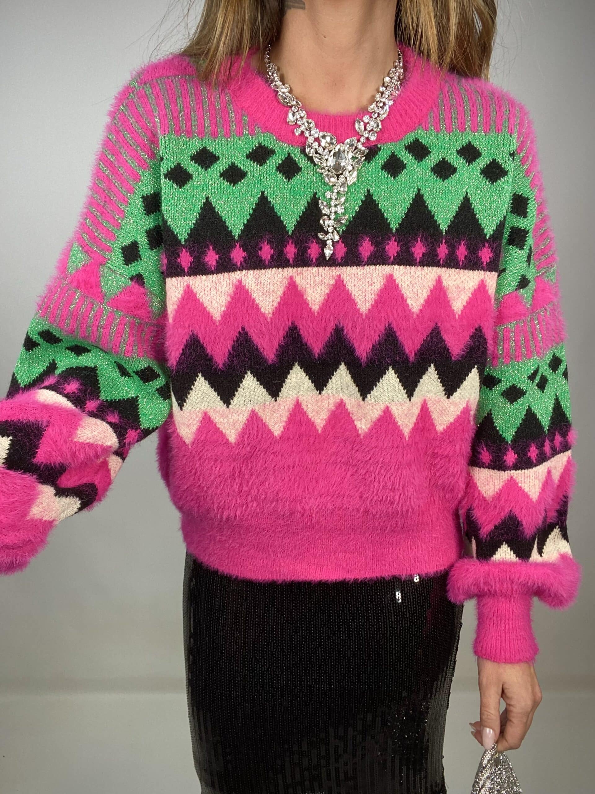 Pullover Natalizio in Pelliccetta - Fucsia