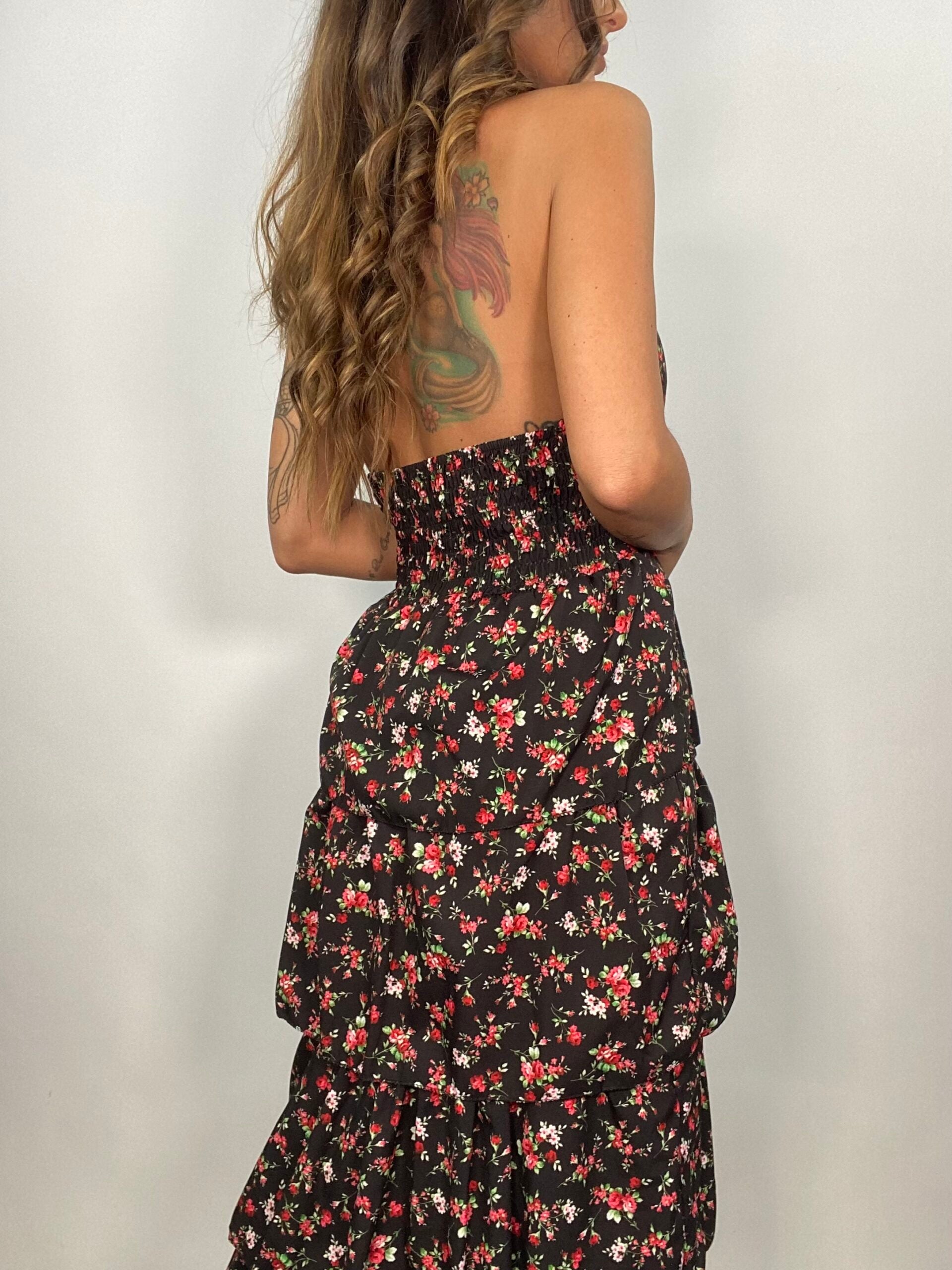 Maxi Dress Andalusia - Nero / Rosso