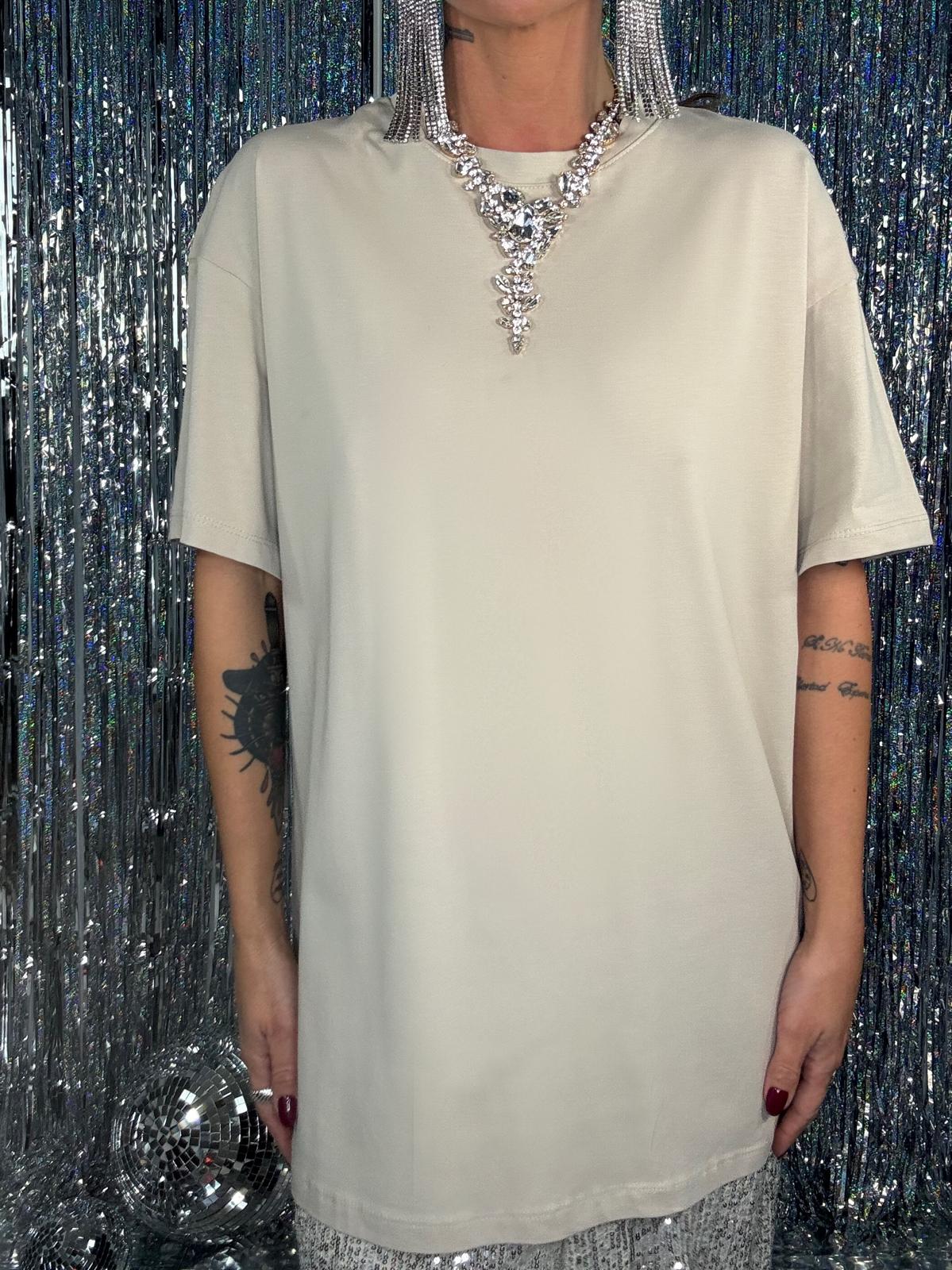 T-shirt Over Strass - Beige