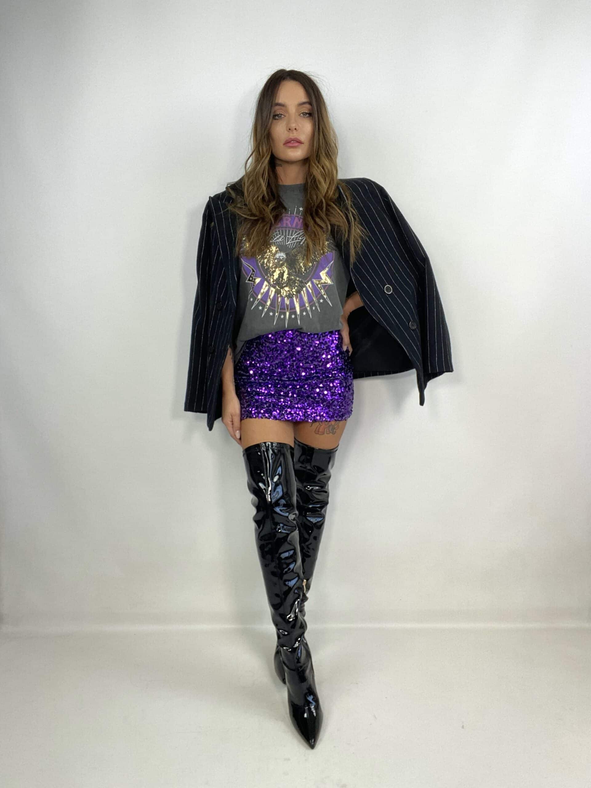 Mini Gonna Paillettes - Viola