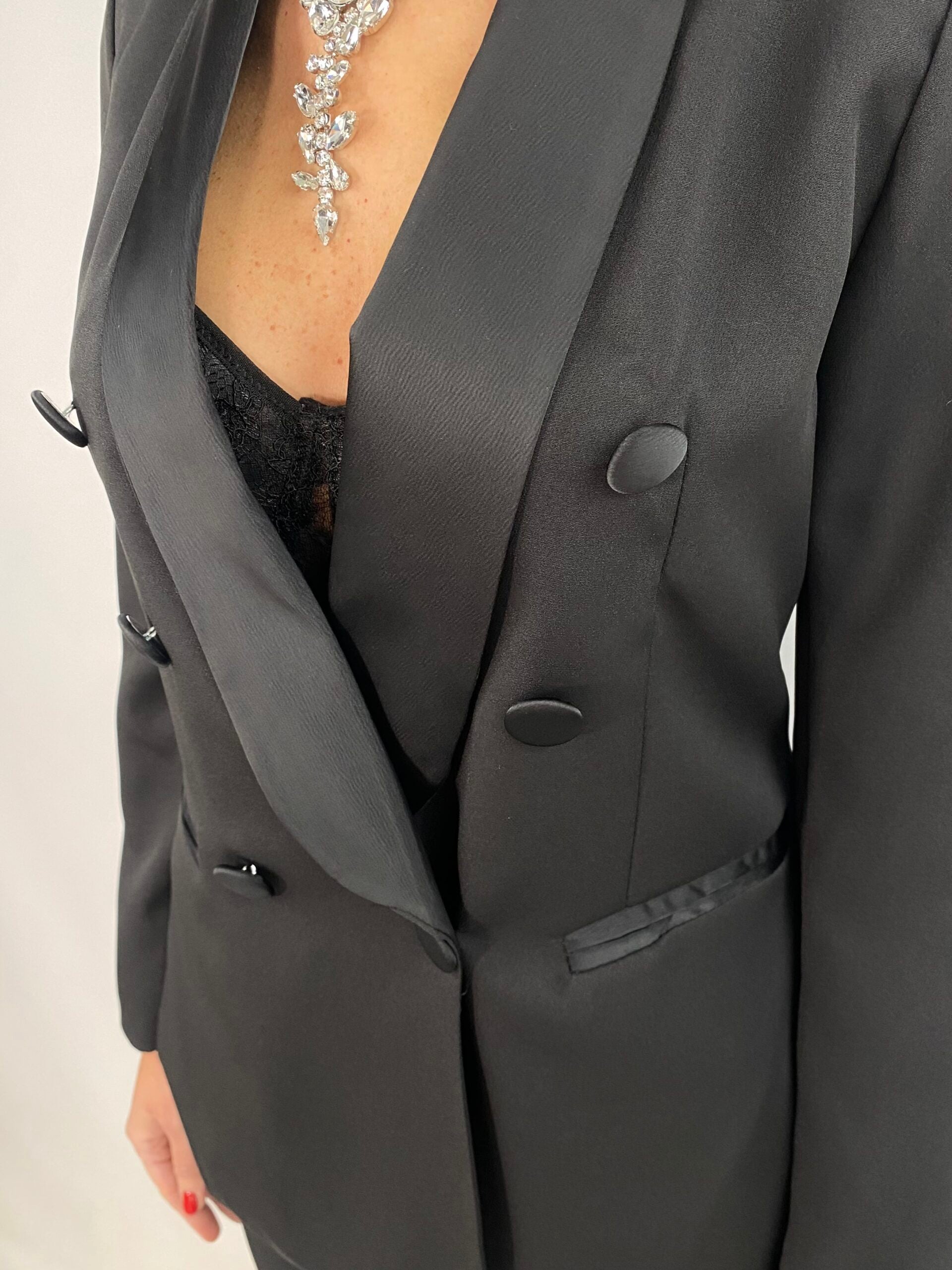 Blazer Revers in Raso - Nero