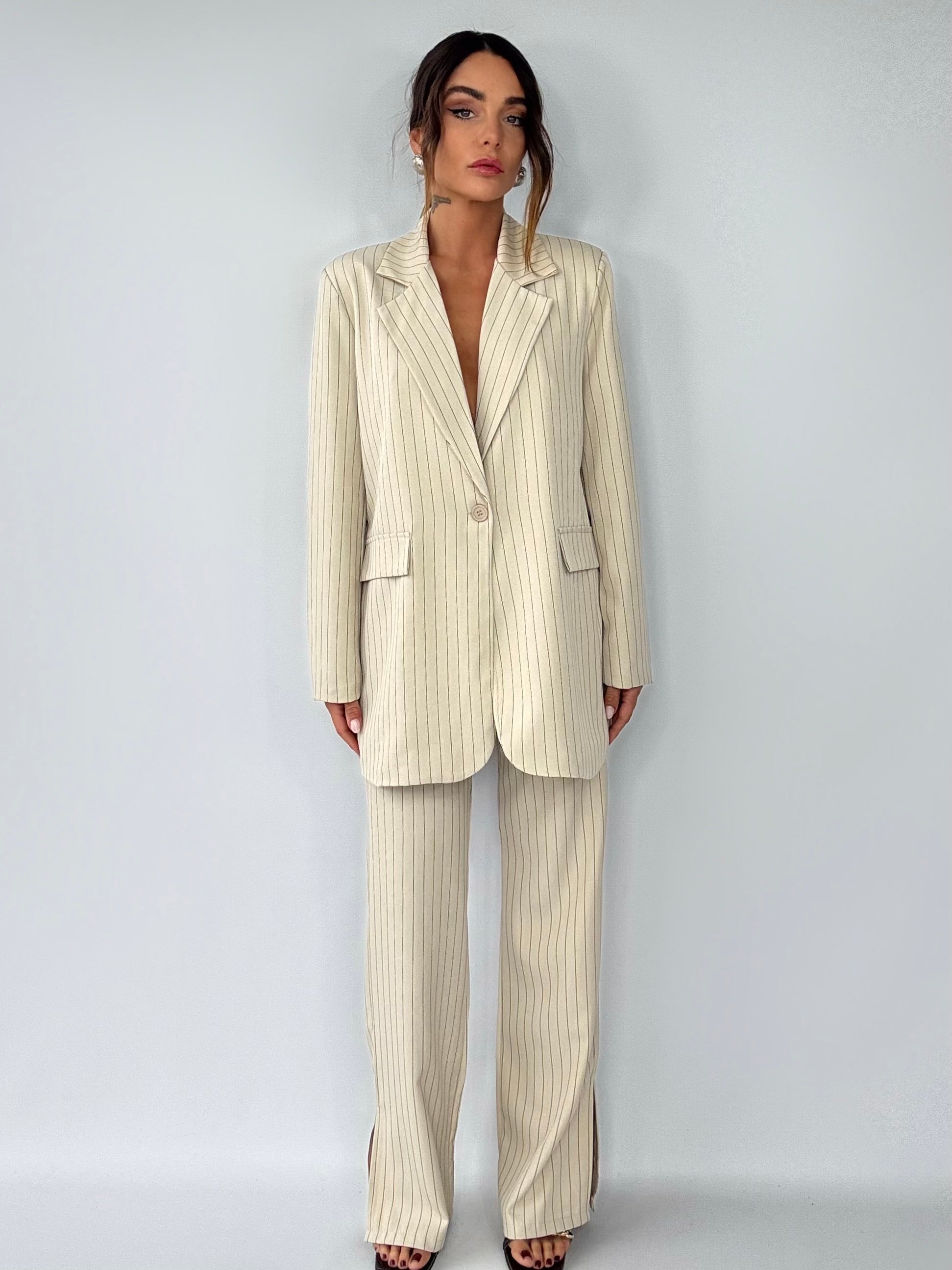 Completo Over Kimono - Bianco Panna / Marrone