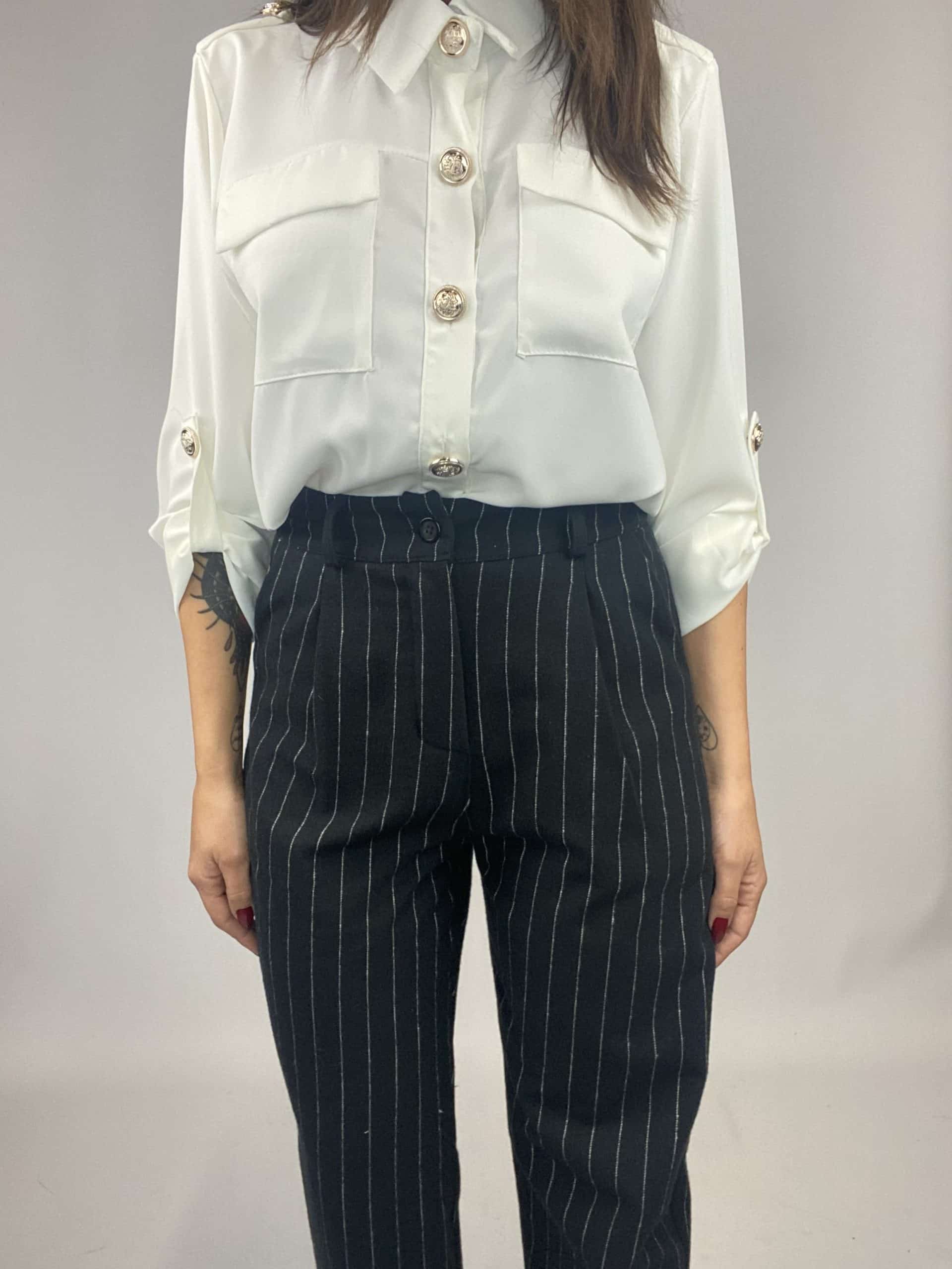 Pantaloni Completo Gessato Flanella - Nero