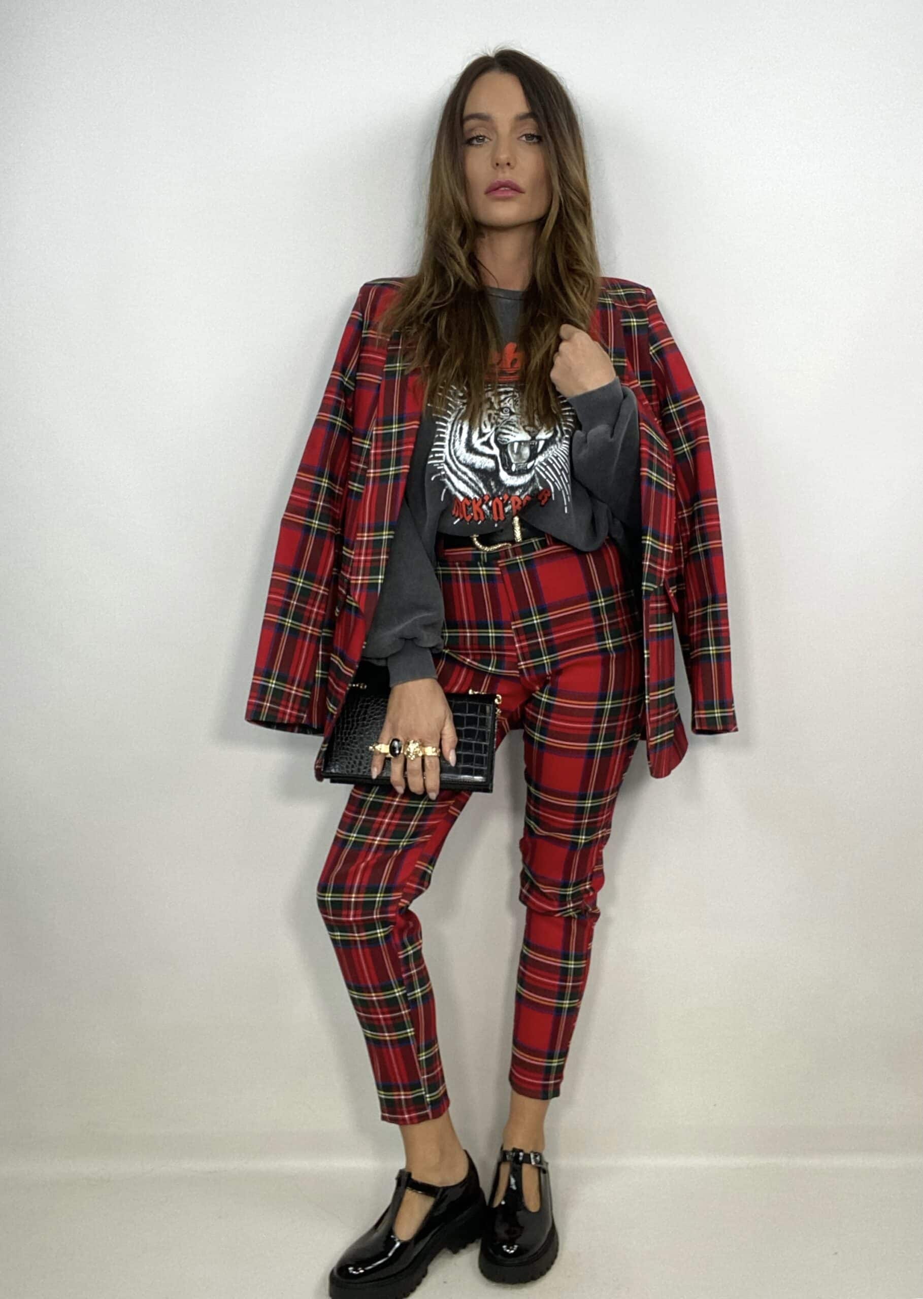 Blazer Tartan Aperto  - Rosso