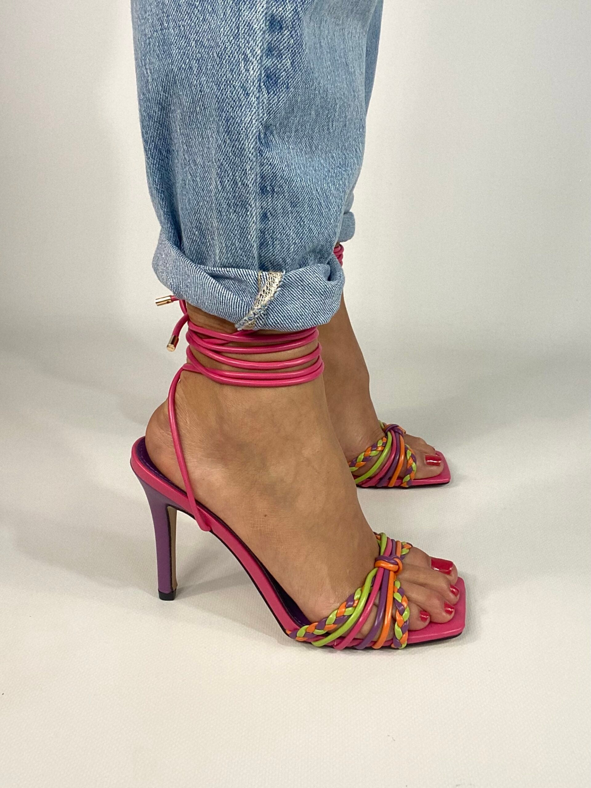 Sandali Alla Schiava Lia - Multicolor / Fucsia