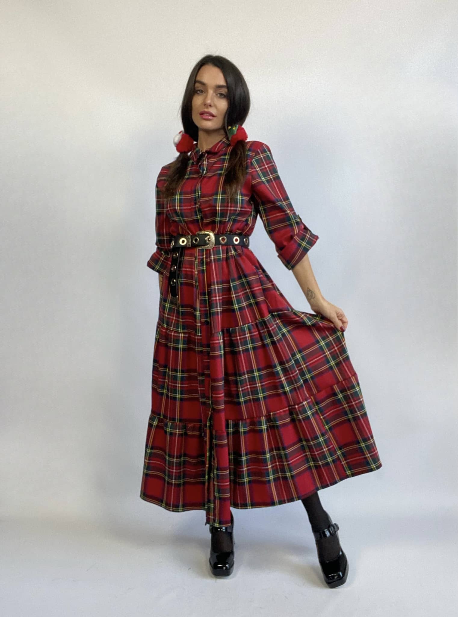 Maxi Dress Tartan - Rosso