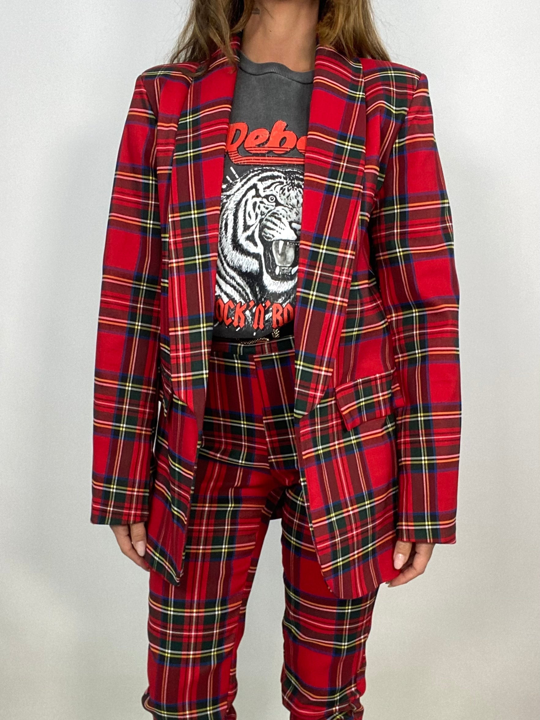 Blazer Tartan Aperto  - Rosso