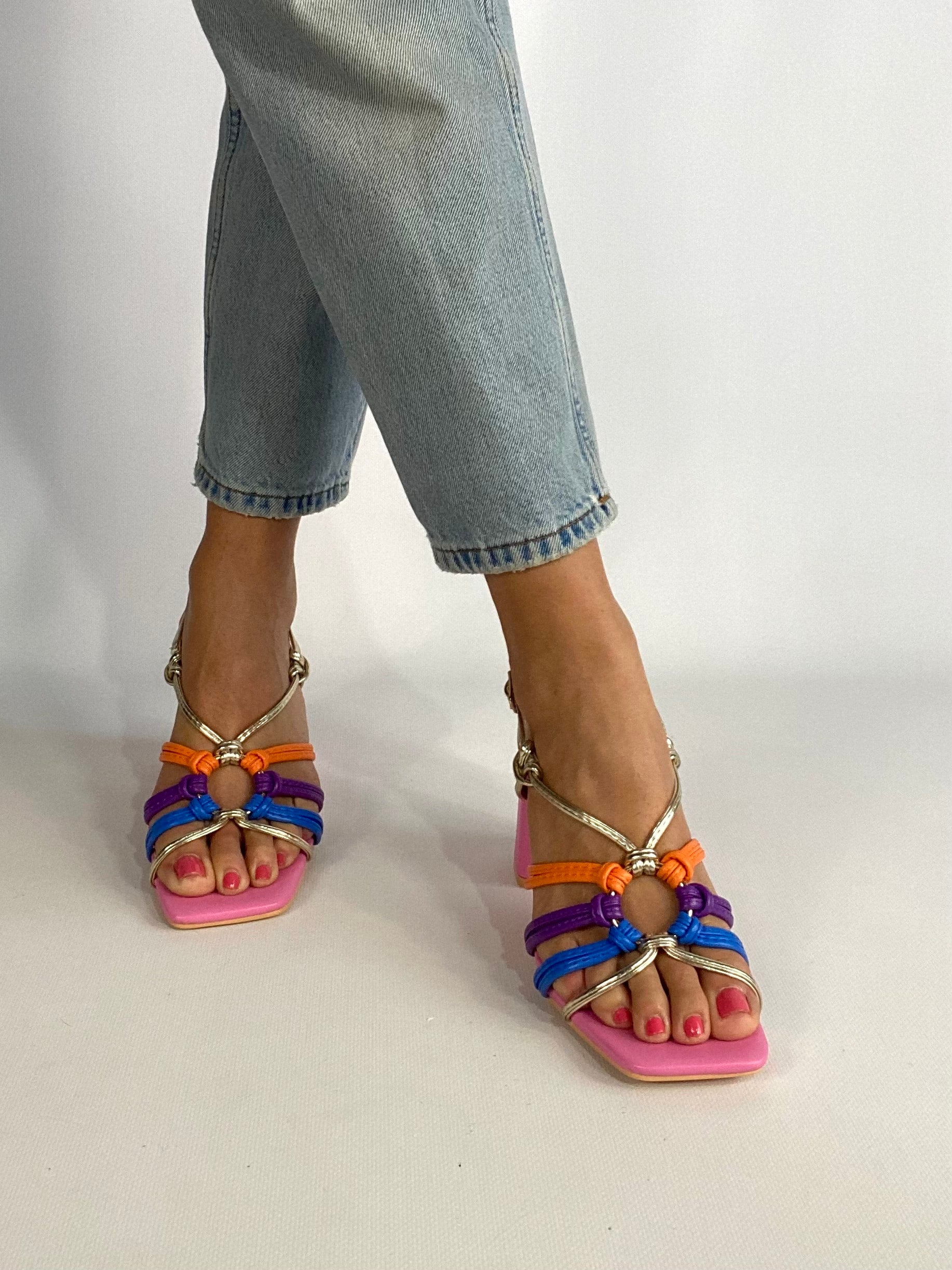 Sandali Michelle Comfort Heels - Multicolor / Fucsia