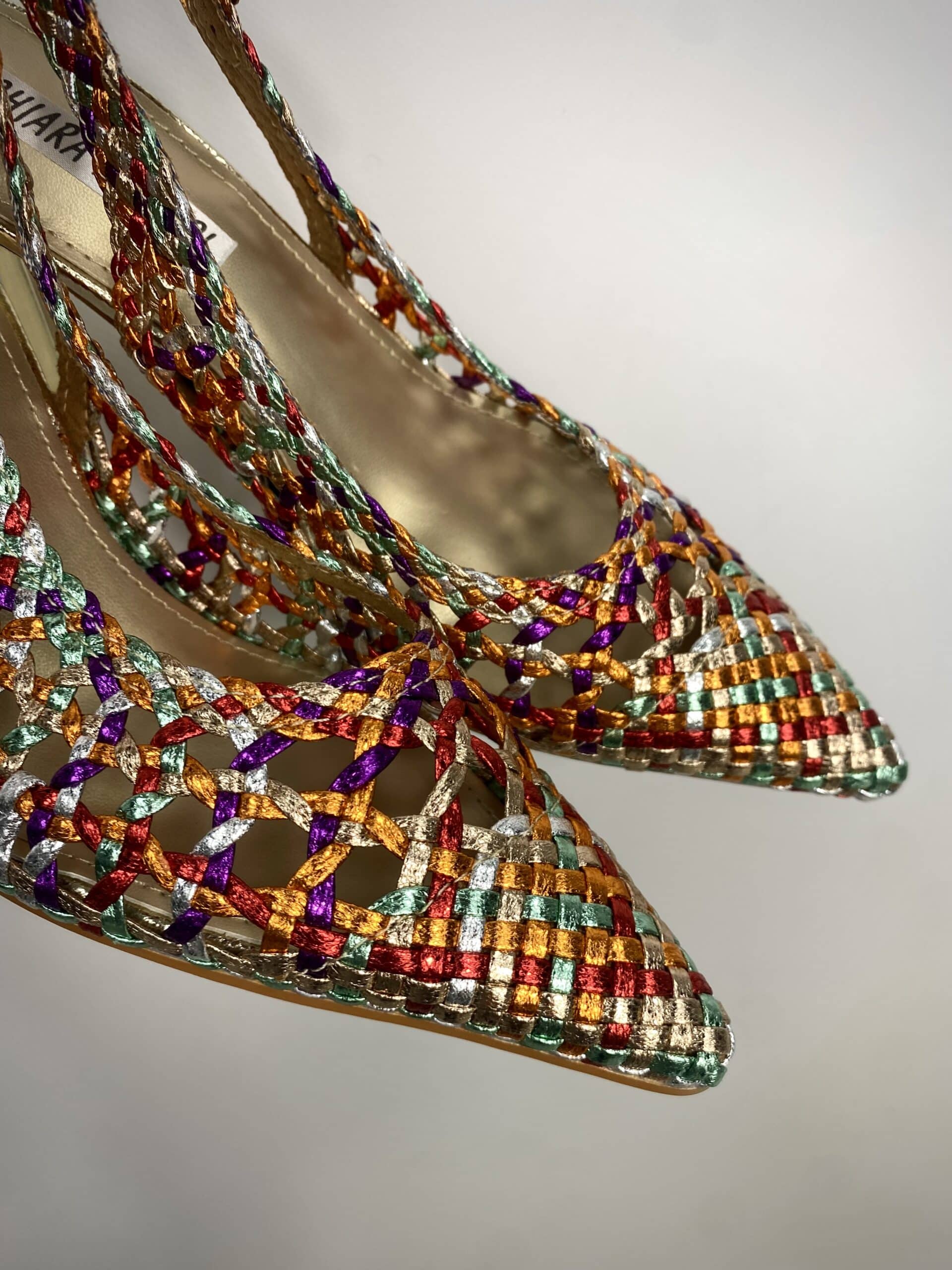 Slingback Rafia Medium Heels - Multicolor Arancio / Viola